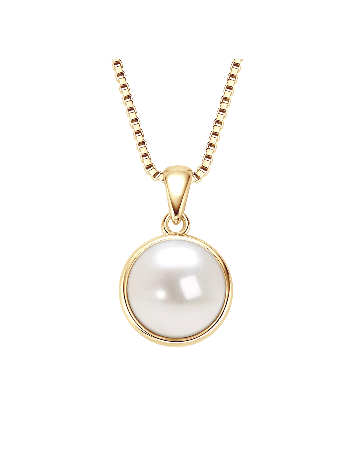 1PC 925 Sterling Silver 8.5mm Natural Freshwater White Pearl Anniversary Gift Pendant Necklace - With Lobster Buckle For Wife Or Girlfriend Gift-Yellow Gold-1