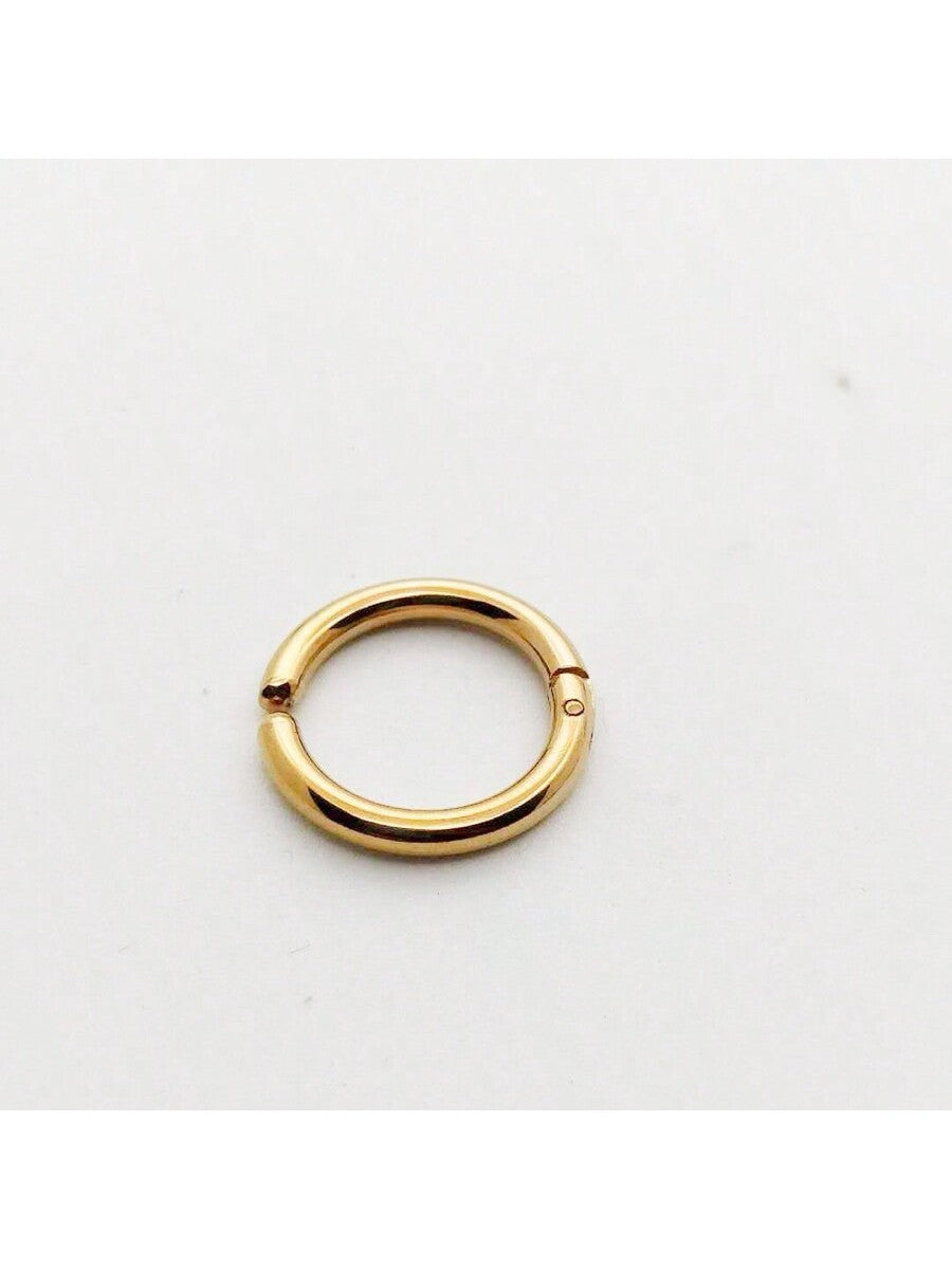 Stainless Steel Fake Ear Cuff, Unpierced Ear Clips, Circle Shaped, Simple Design, Trendy Accessory For Women & Men-Gold-1