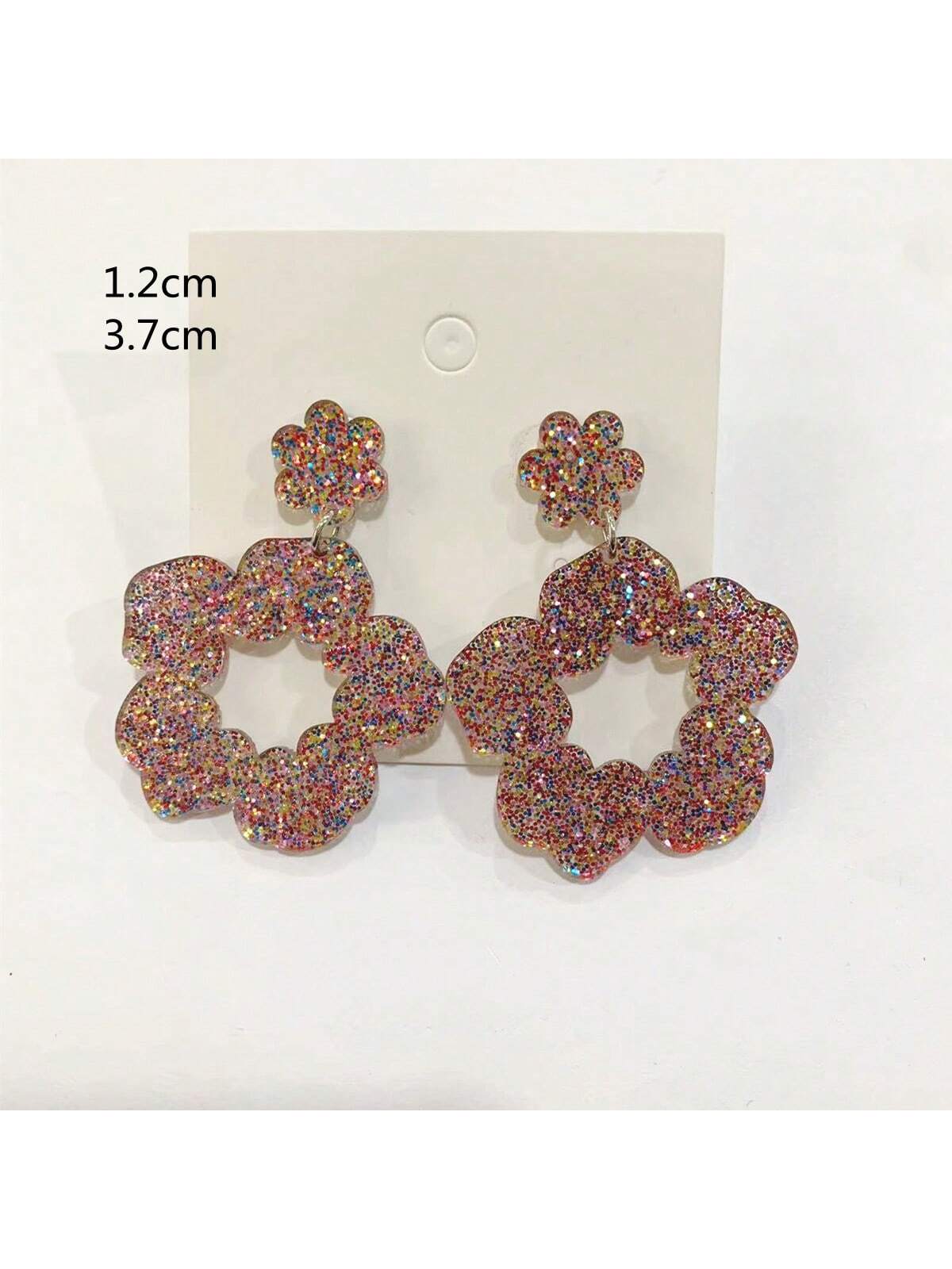 Valentine's Day Fashionable Flower Shaped Earrings-Multicolor-1