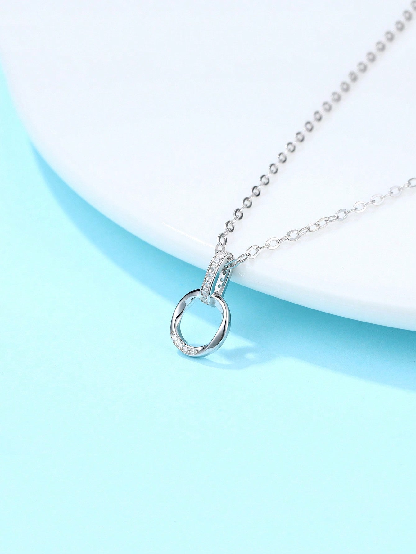 1pc 925 Silver & Cubic Zirconia Classic Simple Necklace Suitable For Women's Daily Commuting, Jewelry Gift-Silver-1