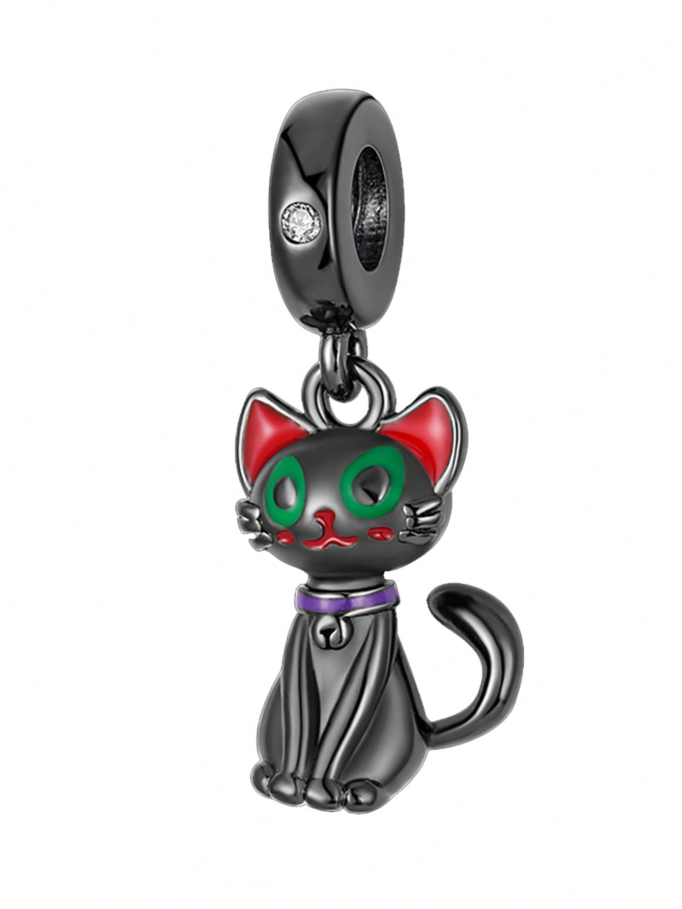 Silver Plated Charm Cat Black Animal Series Pendant Charm Pendant Ball Suitable For Bracelets DIY Women'S Jewelry-Silver-1