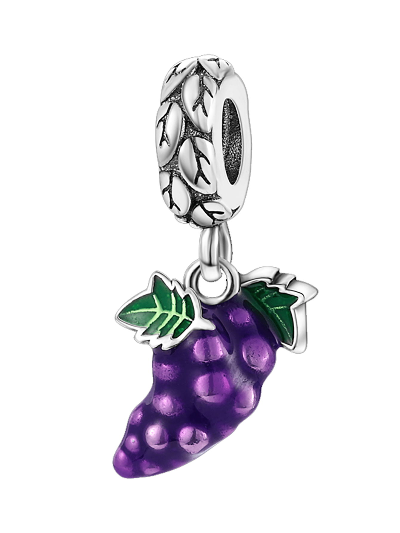 Silver Plated Charm Grape Fruit Series Purple Pendant Charm Pendant Ball Suitable For Bracelets DIY Women'S Jewelry-Silver-1