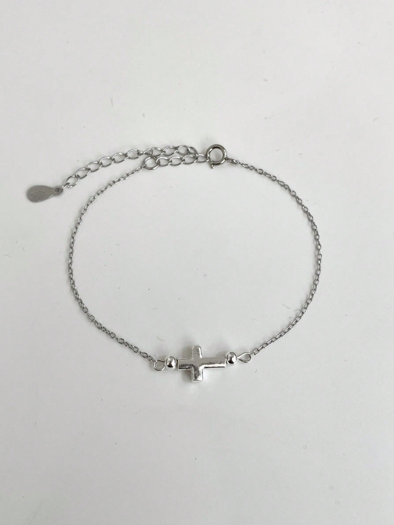 1pc Fashionable S925 Sterling Silver Cross Bracelet Unisex Design Suitable For Daily Life, Parties And Venues, Perfect Gift For Small Accessory Lovers-Silver-1