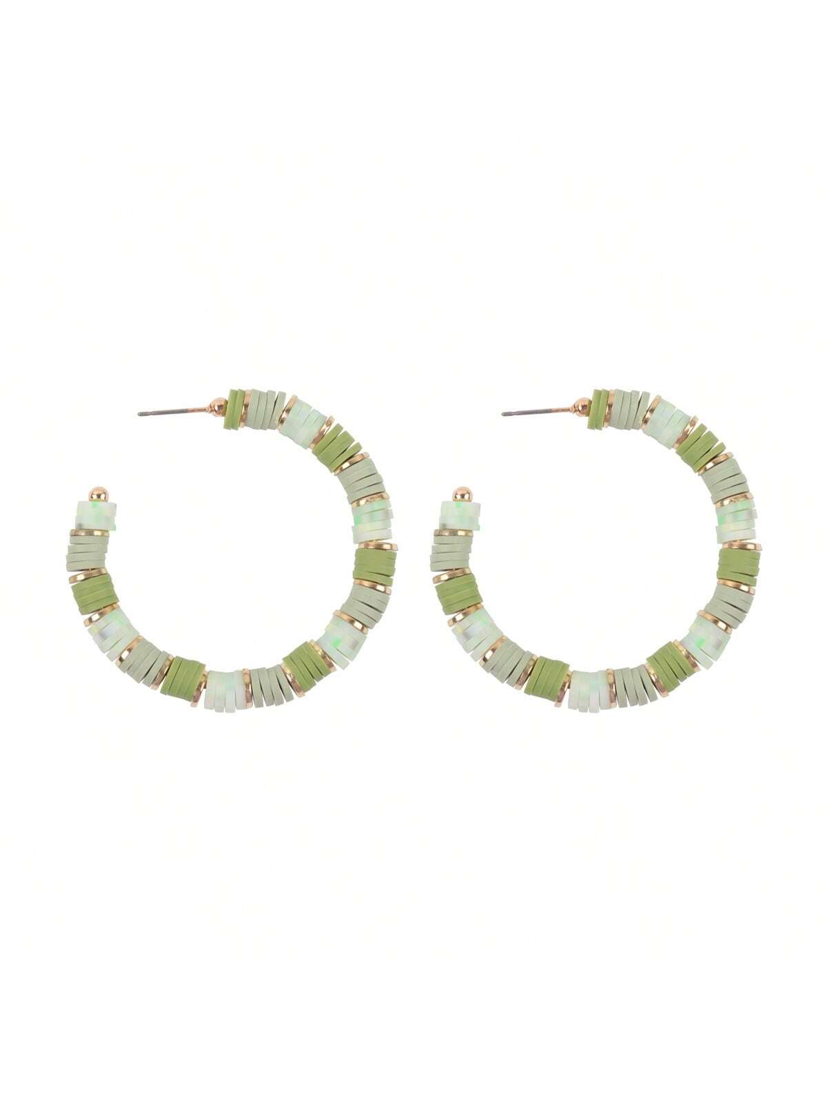 Fimo Metal Hoop Earrings-OLIVE-1