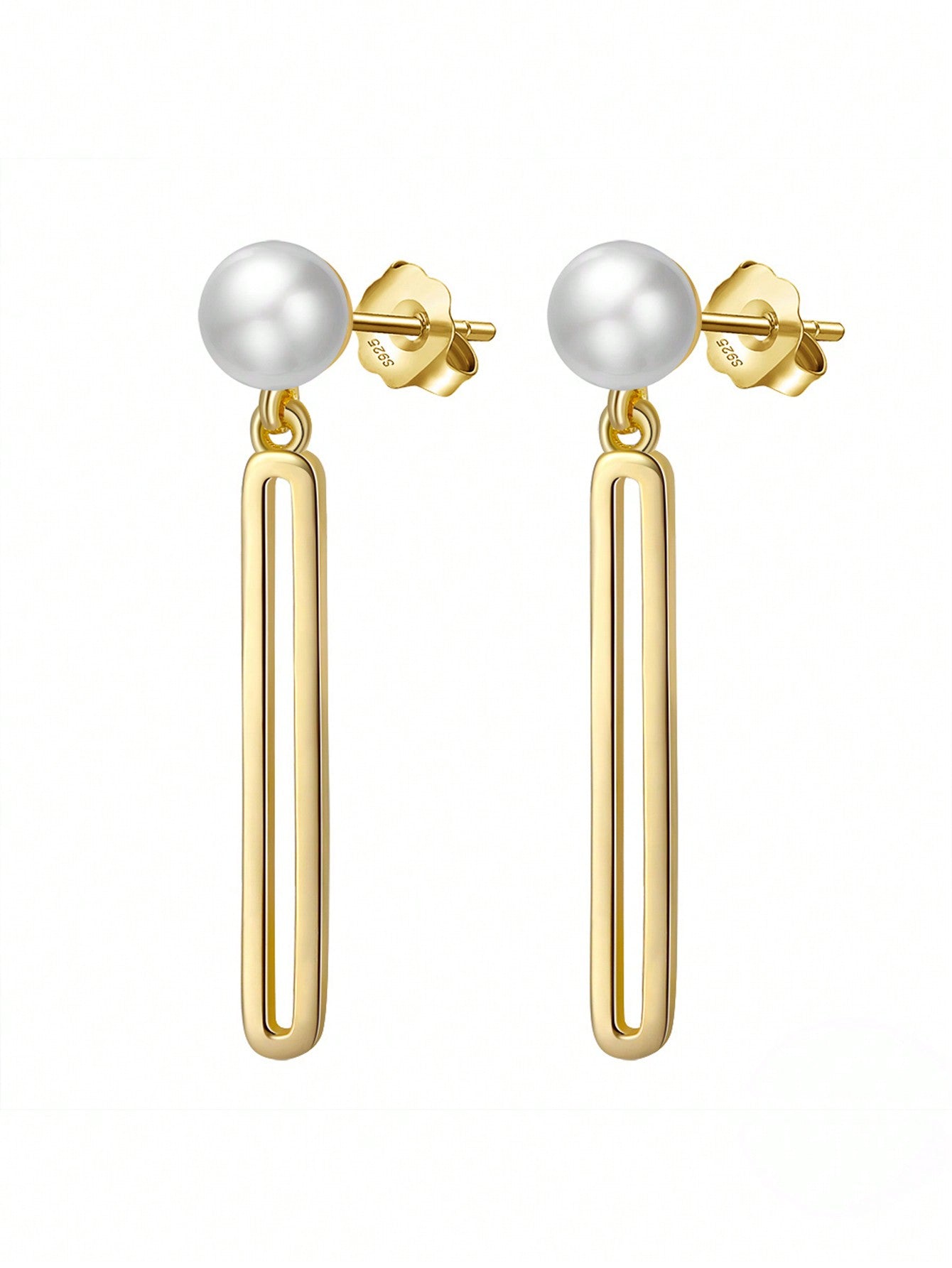 S925 Sterling Silver Earrings With Natural Baroque Pearl, Unique Design, Ins Style Earrings Accessory-Yellow Gold-1