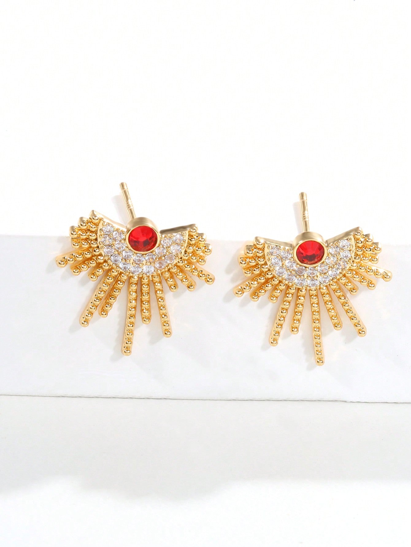 1pair Fashionable Firework Shaped Decorated Stud Earrings--1