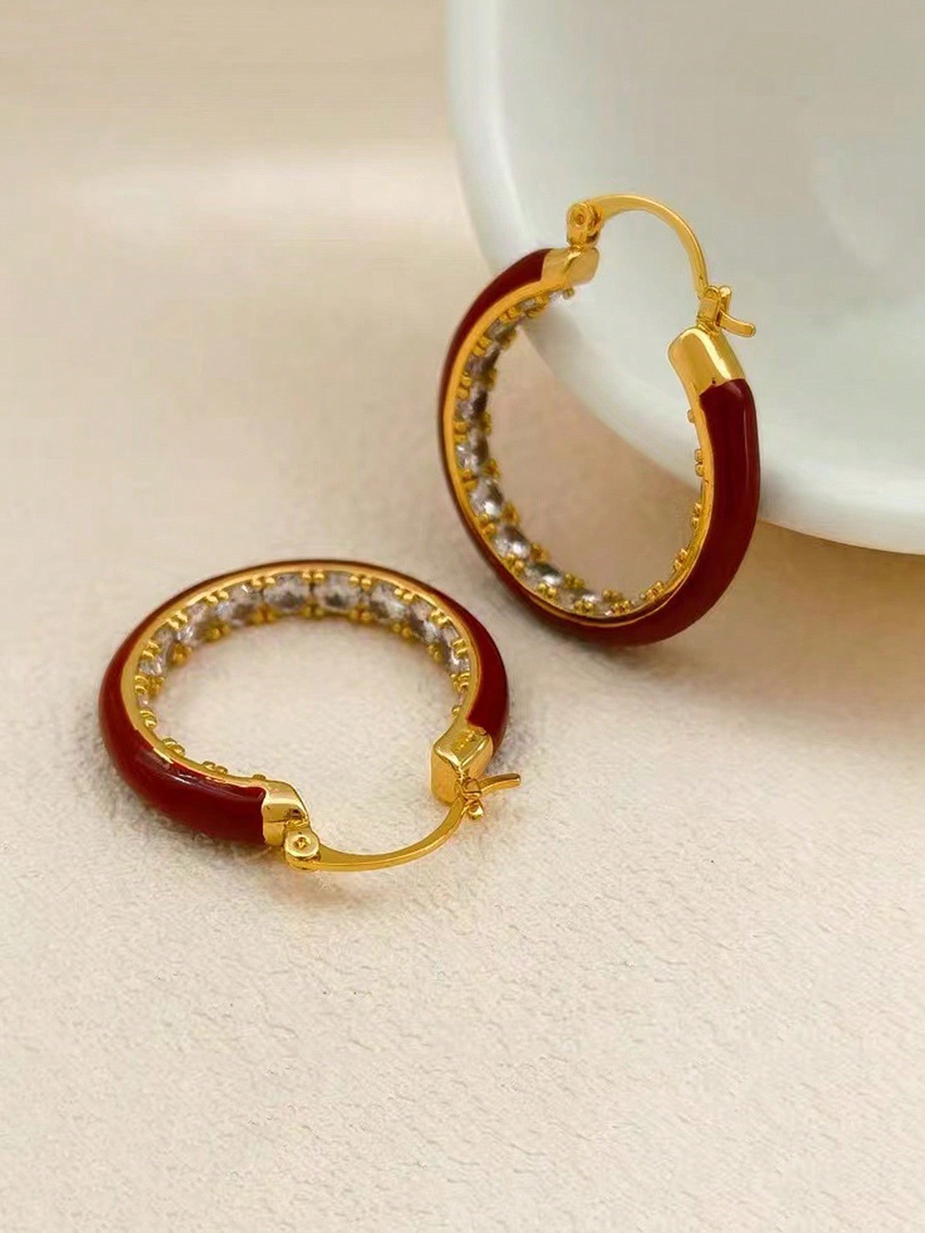 1 Pair Stylish Zinc Alloy Diamond Pearl Hoop Pendant Earrings For Women Everyday Wear--1