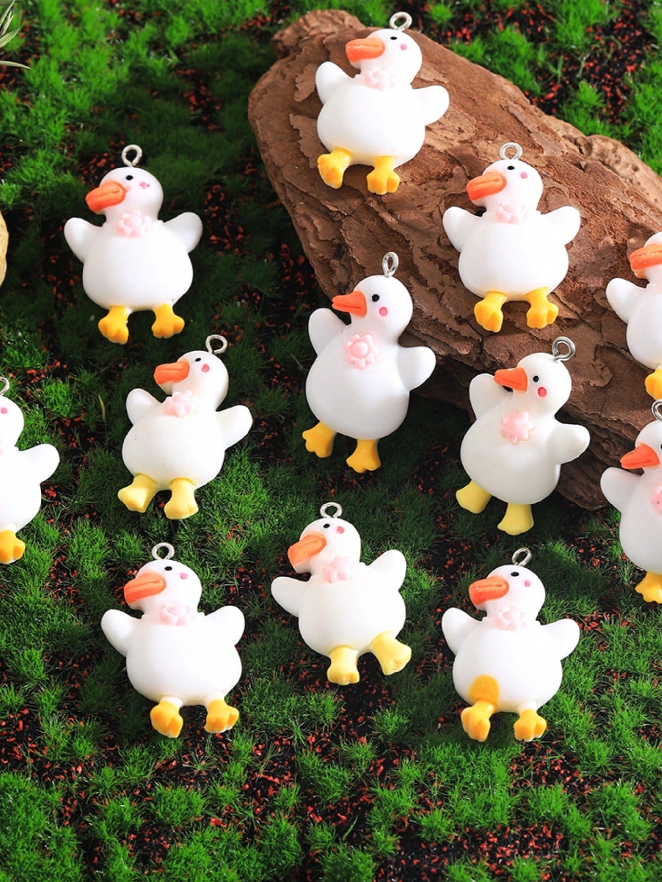 12pcs Cute Little White Duck Diy Jewelry Pendant For Necklace, Earrings, Keychain And More--1