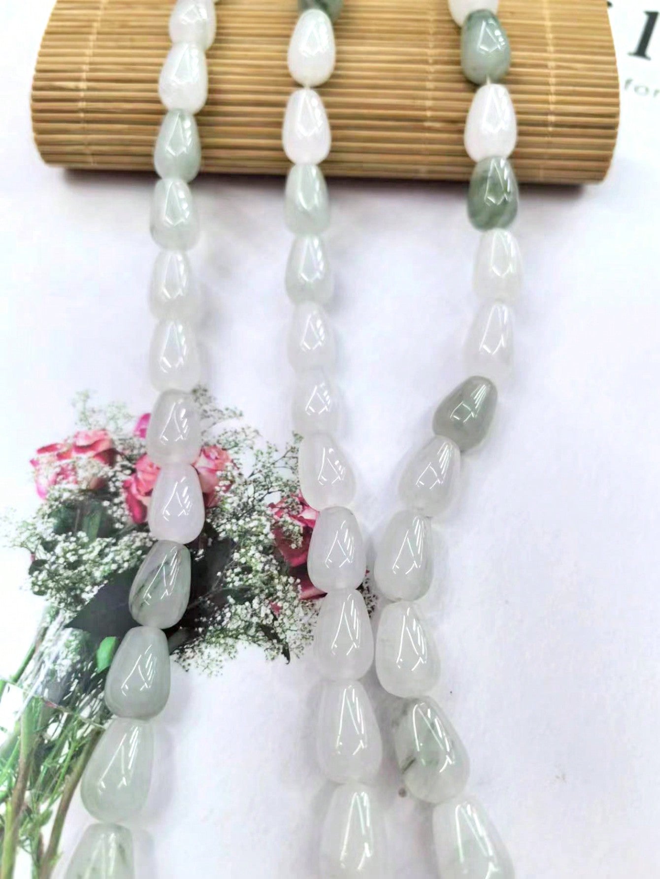 1 Strand 15pcs Natural Xiuyan Jade Teardrop Shaped Loose Beads For Handmade Diy Bracelet, Necklace, Sweater Chain, Jewelry Accessories-White-1