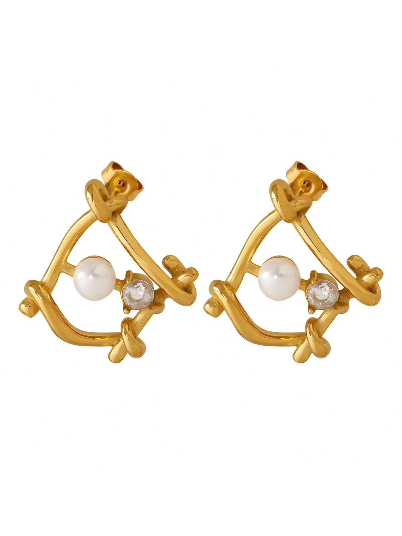 Akalia AKALIA Around Pearls Earrings-Gold-1