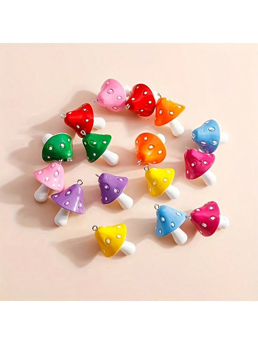 5-10pcs Resin Colorful Cute Cartoon Mushroom Charms Pendant For Jewelry Making DIY Bracelet Necklace Earrings Keychain Accessories-Multicolor-1