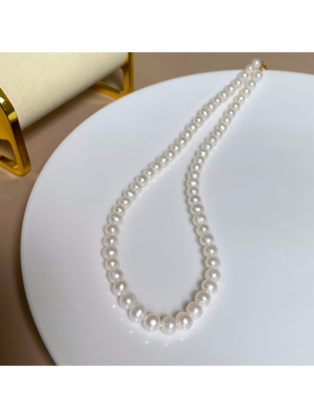 1pc 6.5-7mm Seawater Pearl Necklace, Fashionable Classic Style Suitable For Women'S Daily Wear-White-1