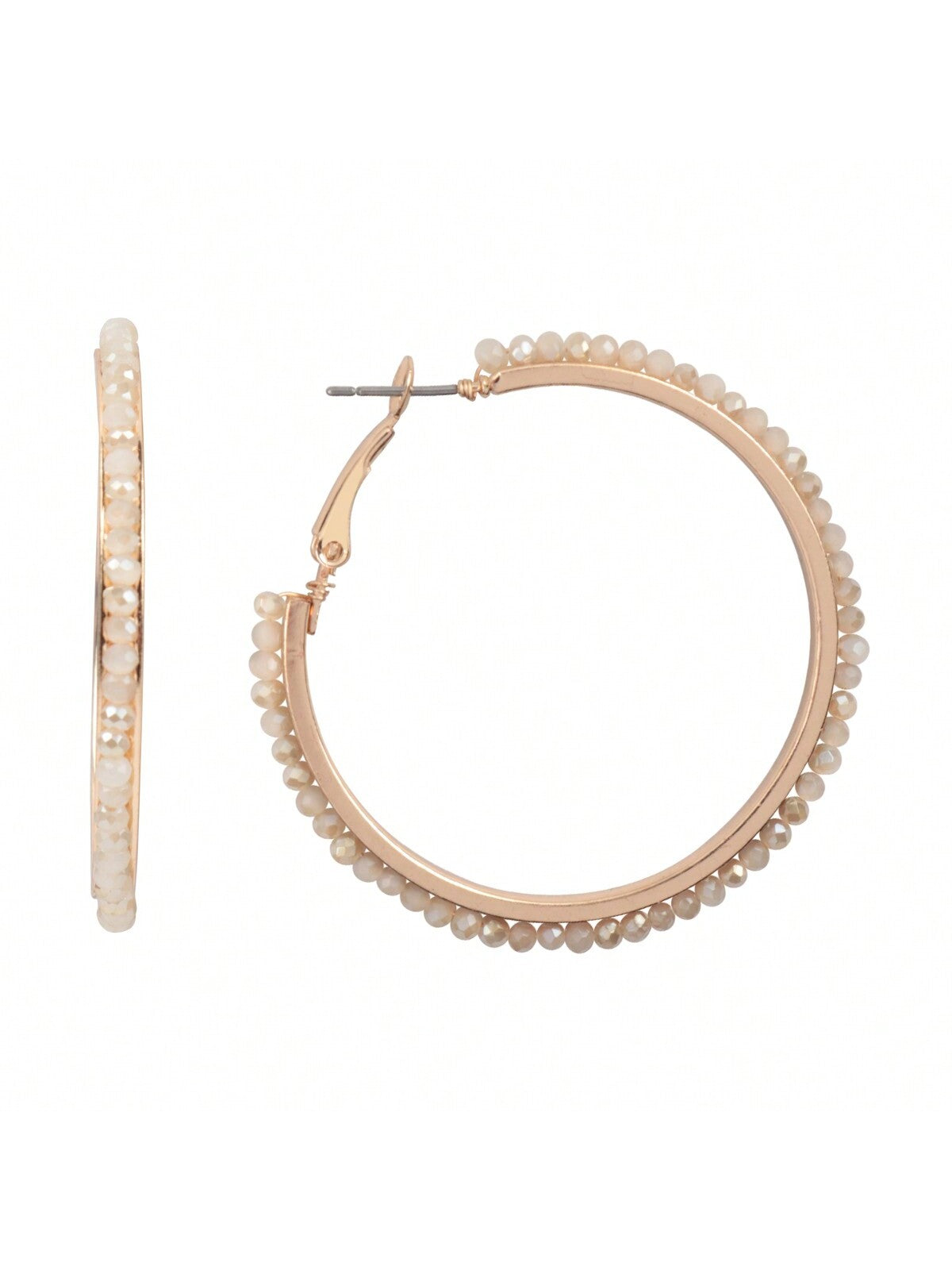 Boho Pave Rhinestone Hoop Earrings-NATURAL-1