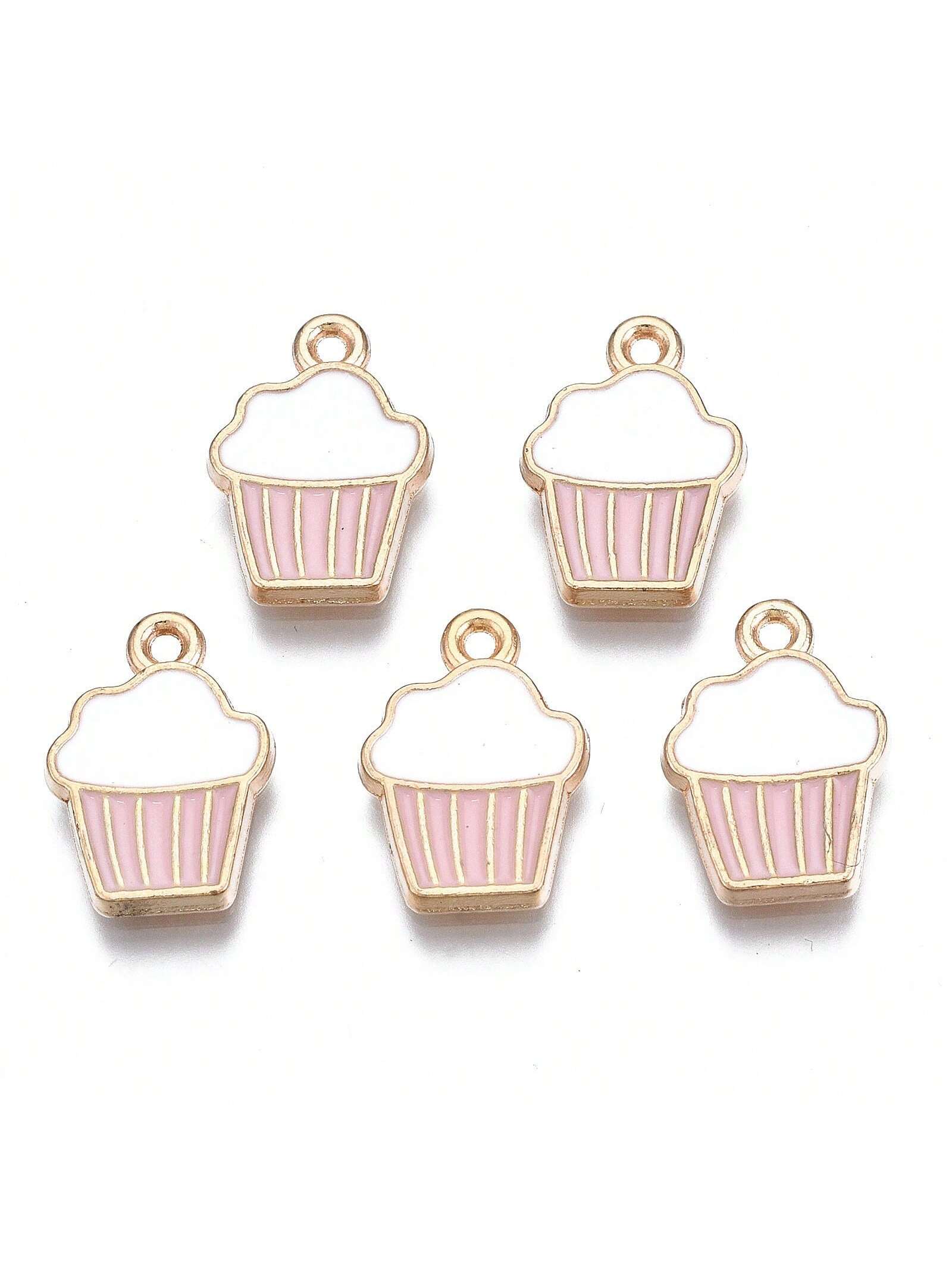 10pcs Alloy Cupcake Shaped Jewelry Pendant For Women'S Cute Style Diy Decoration-Multicolor-1