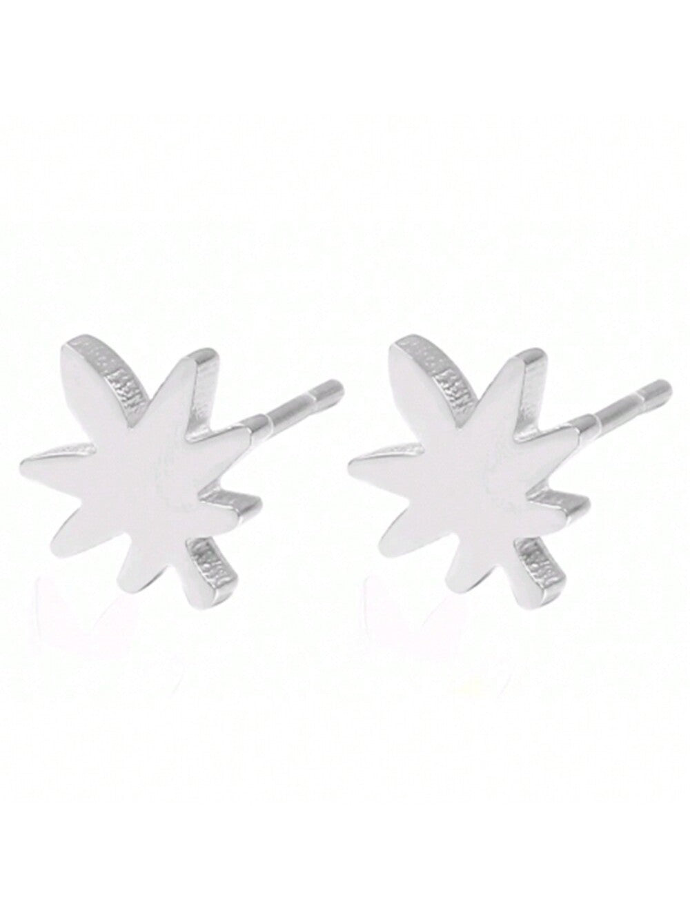 1pair Titanium Steel Maple Leaf & Pentagram Design Fashionable & Luxury Ins Style Stud Earrings, Suitable For Women'S Daily Wear--1