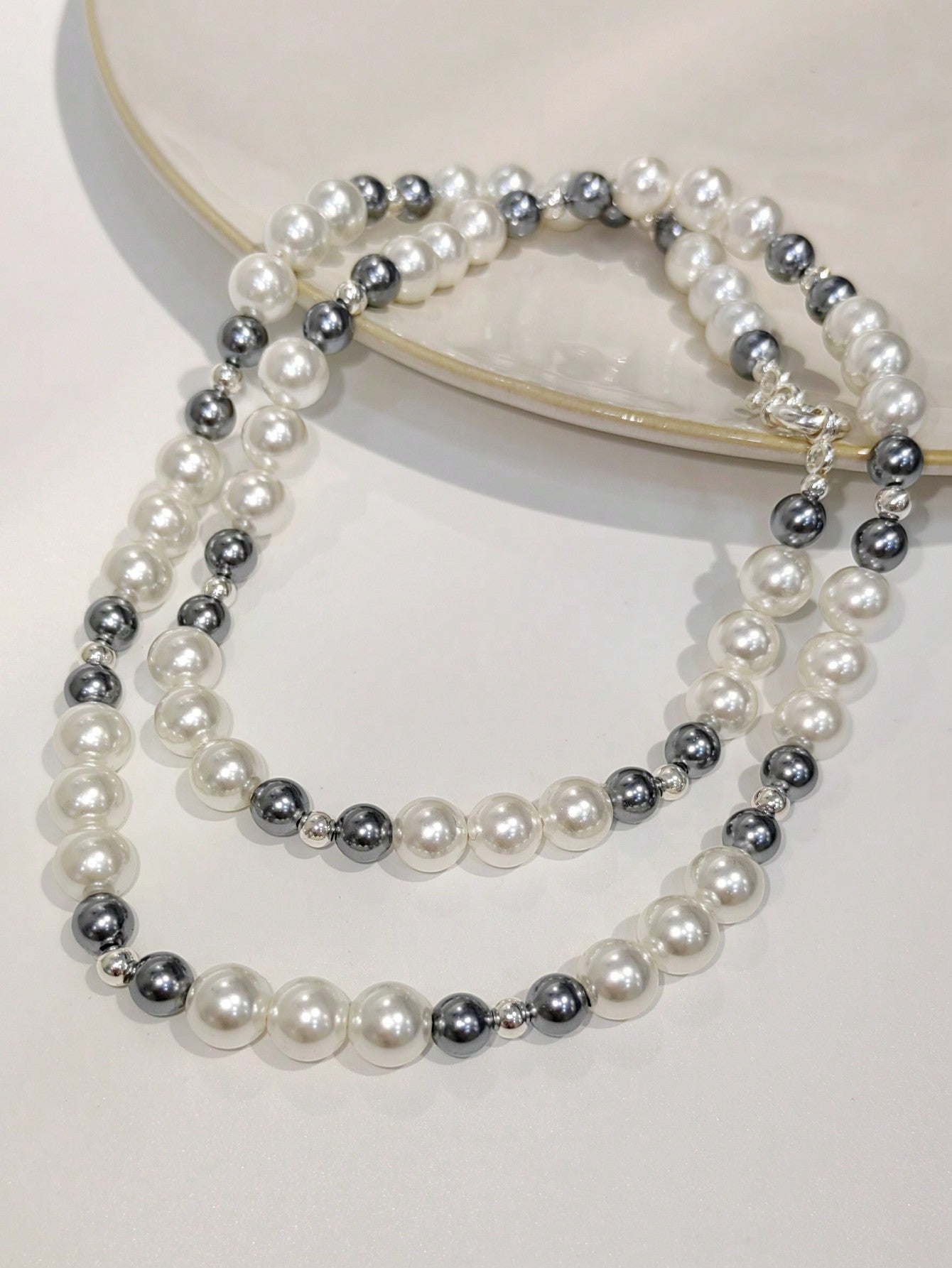 1pc Fashionable Autumn/Winter S925 Silver Handmade Pearl Sweater Necklace With Shi Family Pearl Imitation Beads Original Unique Design, Sweet And Cool Style, Suitable For Women'S Daily Wear Or Parties And Other Occasions, Best Thanksgiving Festival-Multicolor-1