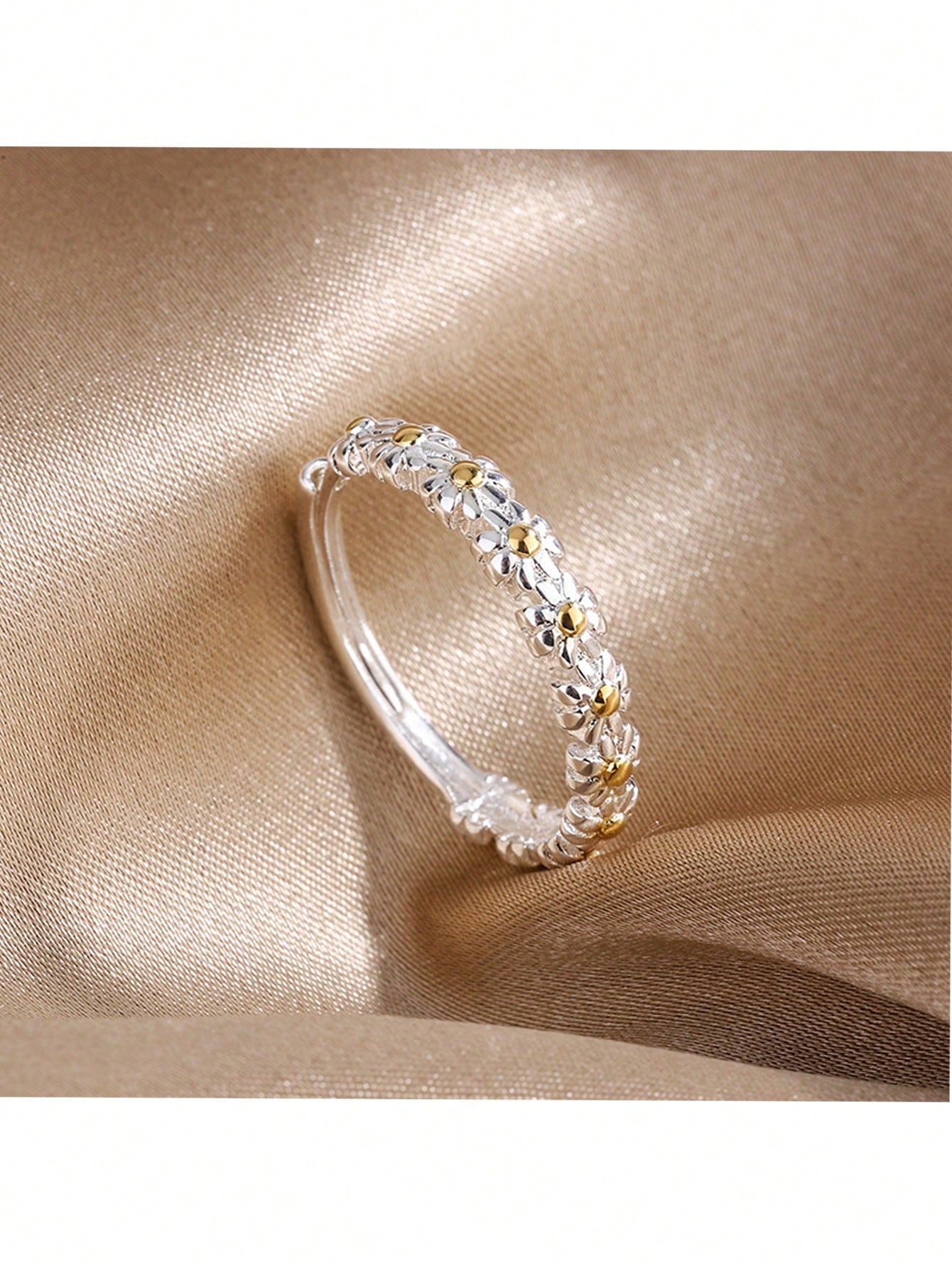 Vintage & Romantic Petite Flower Open Ring--1