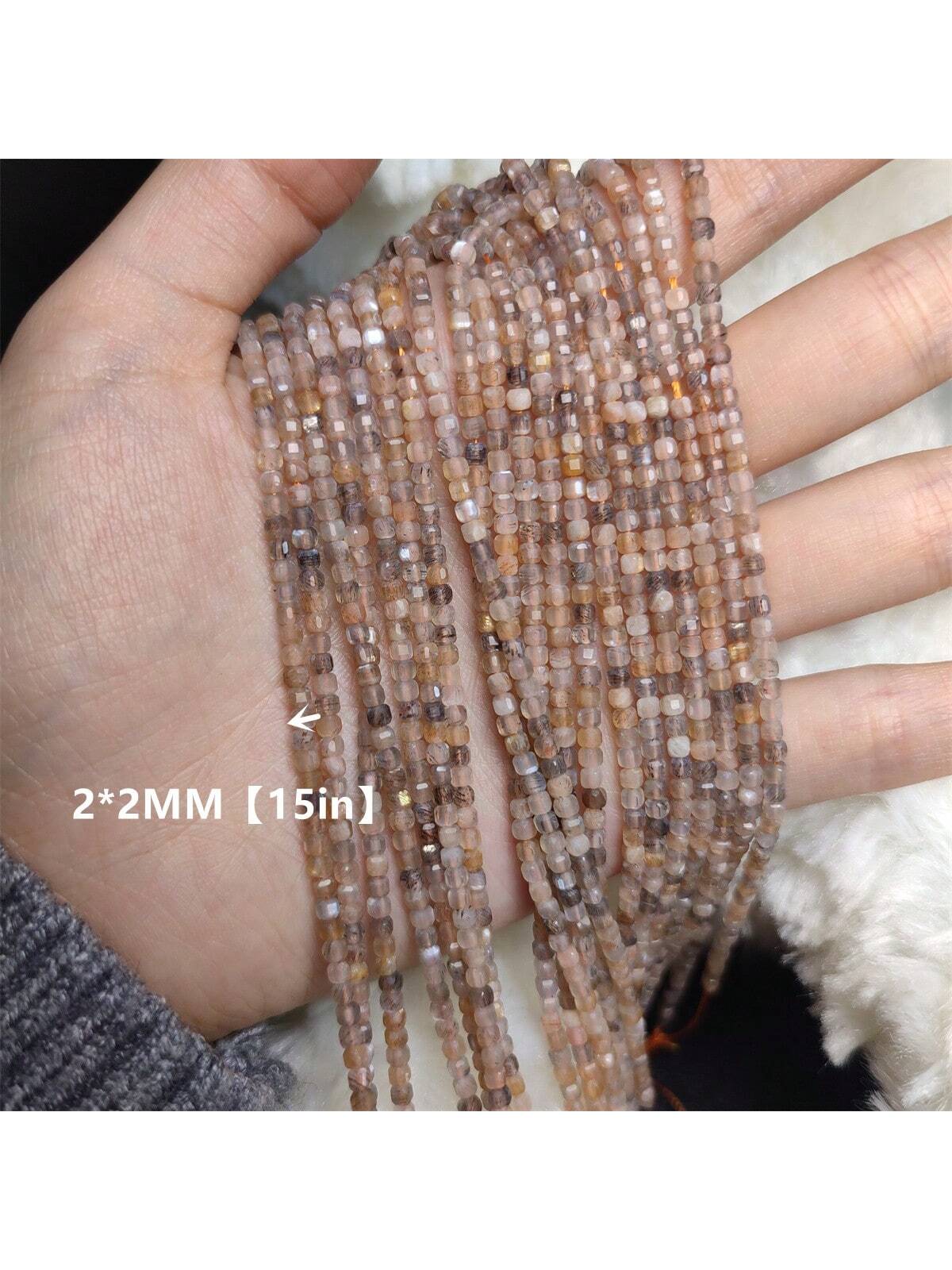 2*2mm Natural Gemstones Cube Shaped Faceted Loose Beads With Spacers-For Diy Jewelry Making Bracelet Necklace Accessories--1