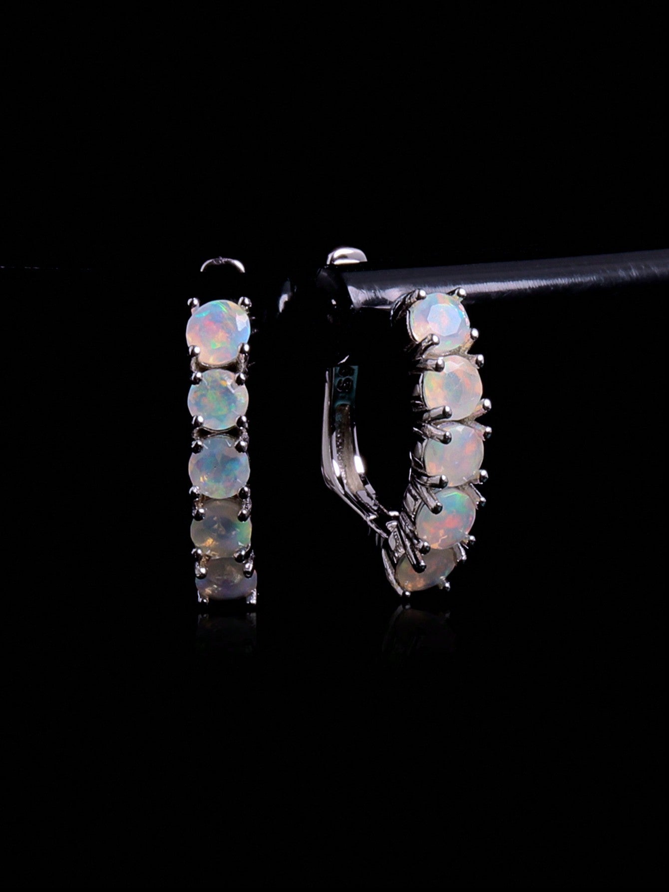 1 Pair Of Light Luxury Design Rich Color Natural Opal Gemstone Earrings For Women Anniversary Daily Wear Exquisite Gift-Multicolor-1