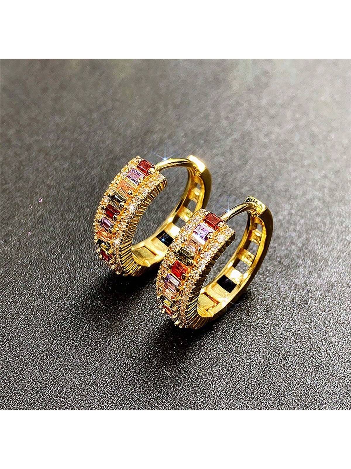 1pc Exquisite & Minimalistic & High-Grade Ear Stud Suitable For Women'S Daily Wear, Banquet & Party-Gold-1