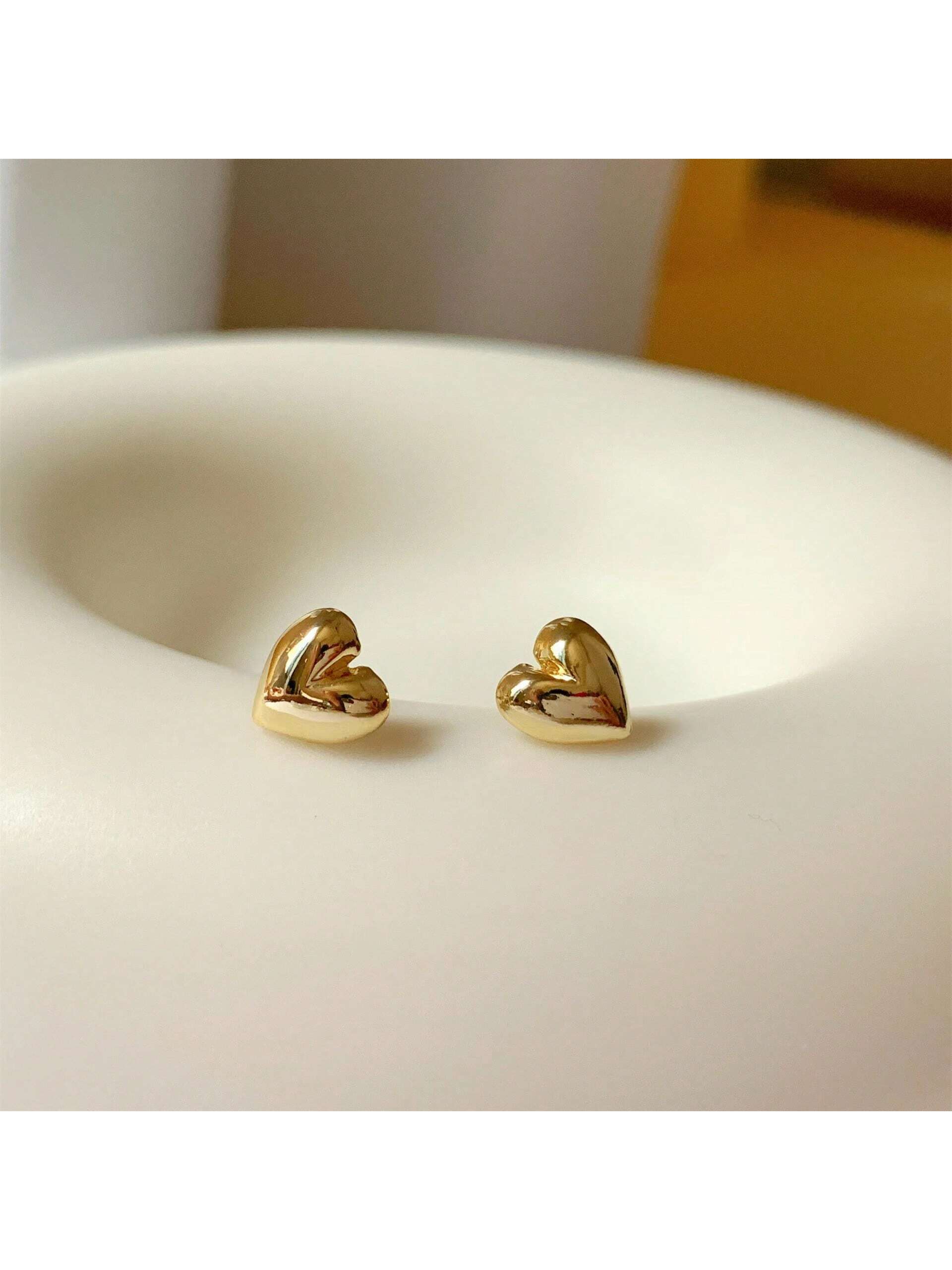 Valentine's Day Heart Shaped Personalized Elegant Earrings-Yellow Gold-1