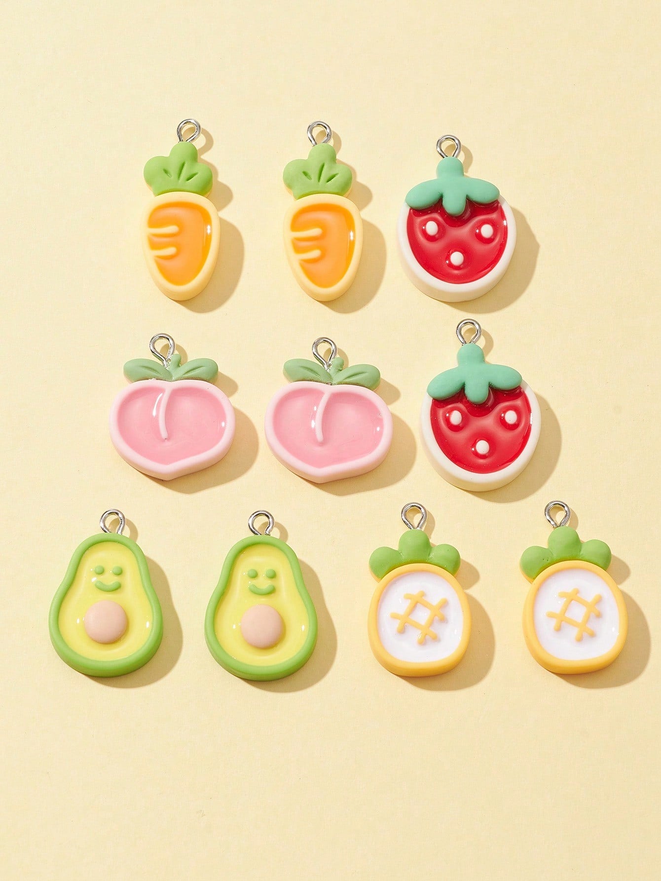 10Pcs 5 Styles Opaque Resin Pendants, Cute Charms-Multicolor-1