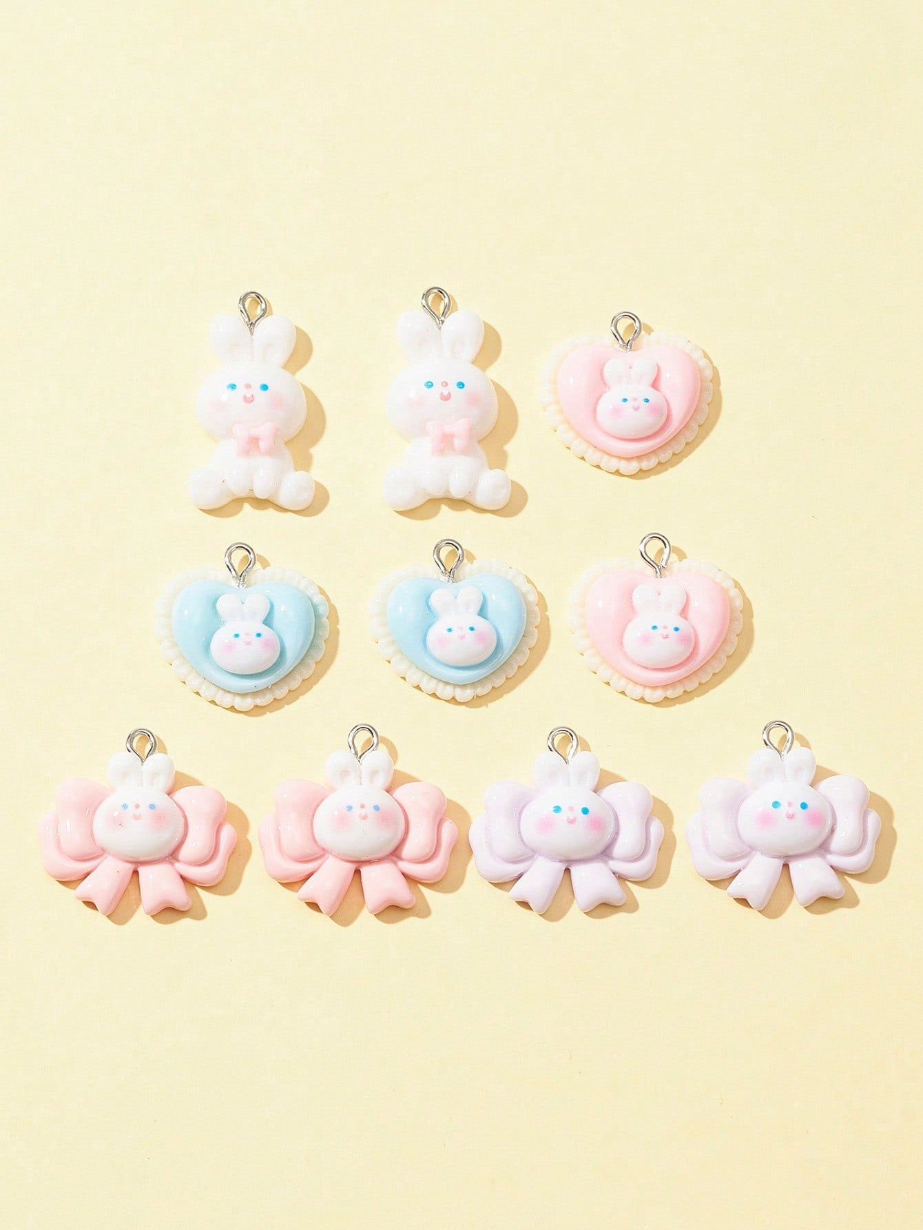 10Pcs 5 Styles Opaque Resin Pendants, Cute Charms-Multicolor-1