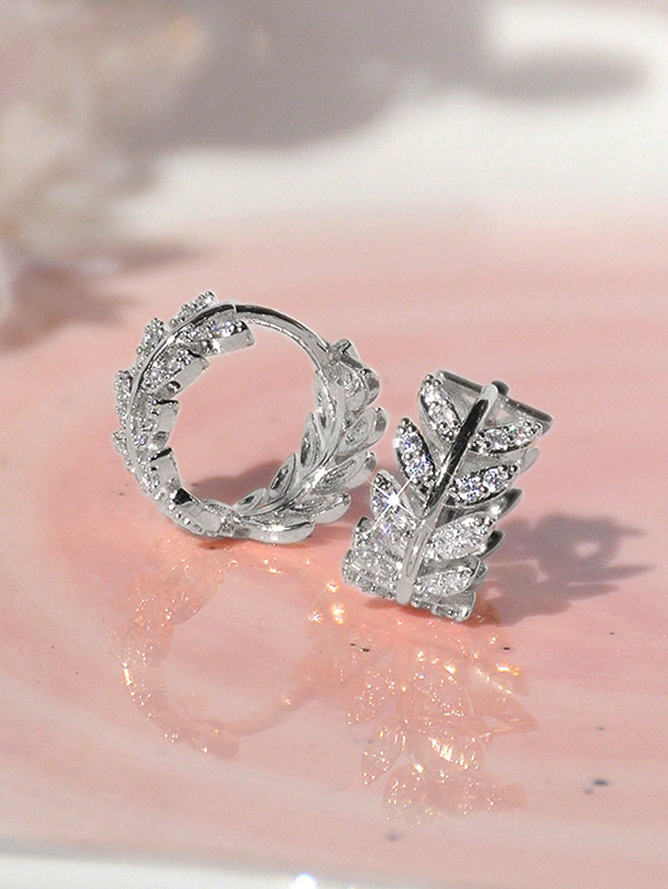 1 Pair Elegant Cubic Zirconia Hoop Earrings For Women For Wedding Anniversary Engagement Party Jewelry Valentine'S Day Gift-Silver-1