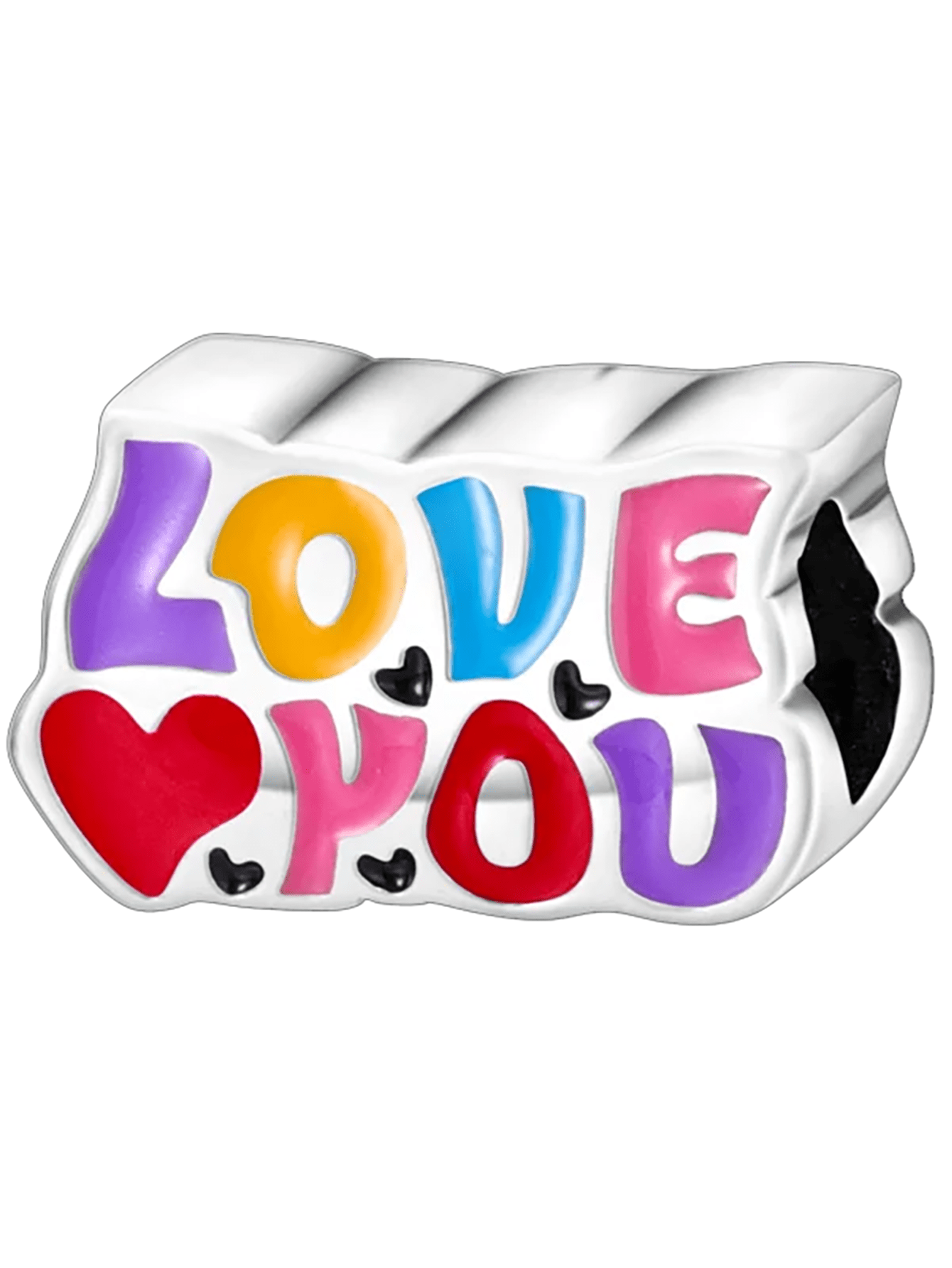 Silver Plated Charm Valentine'S Day Love You Colorful Beads Charm Pendant Ball Suitable For Bracelets DIY Women'S Jewelry-Silver-1