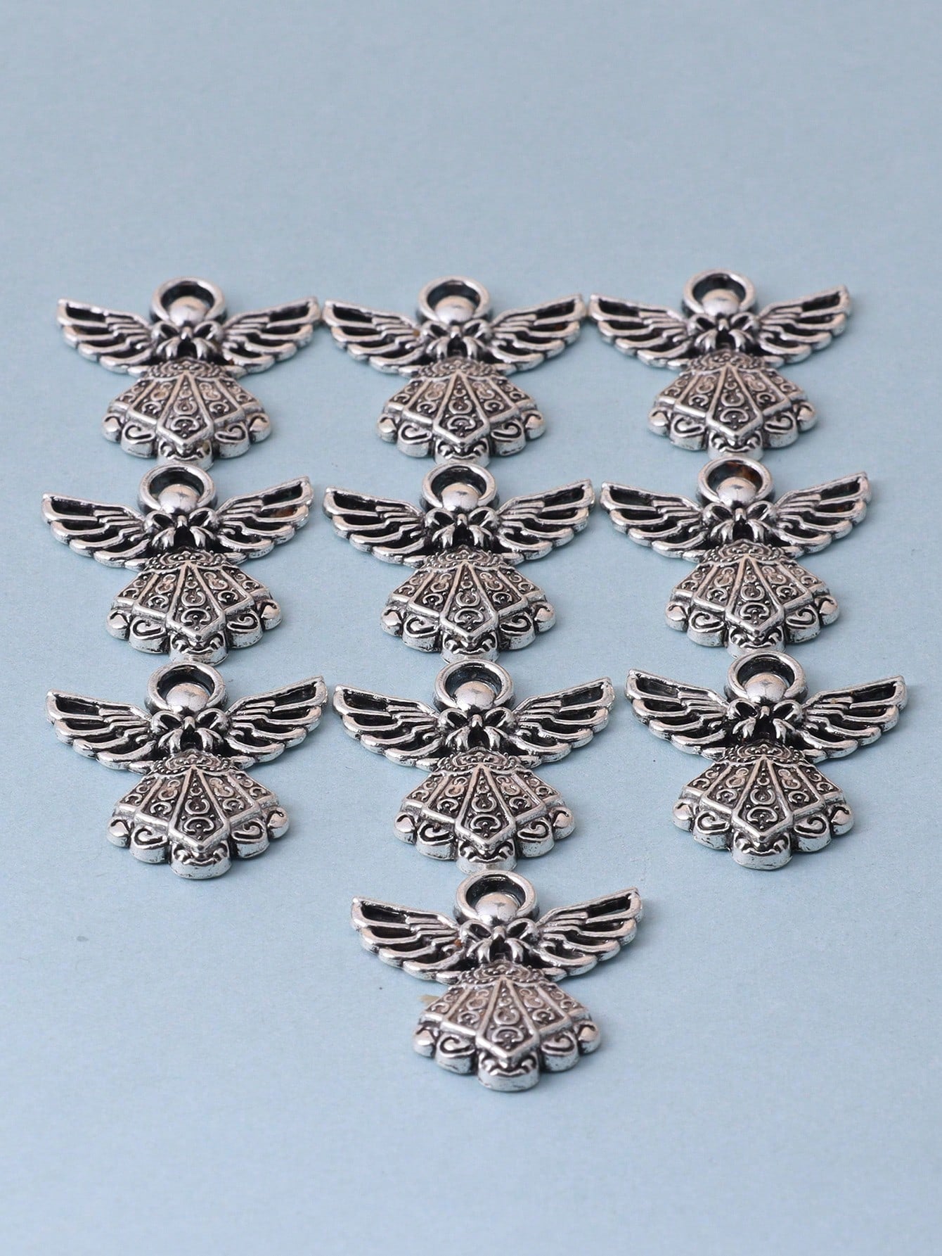 10pcs Fashionable 3d Alloy Plating Vintage Angel & Figure Shaped Pendant Earring Diy Jewelry Making Material-Antique Silver-1