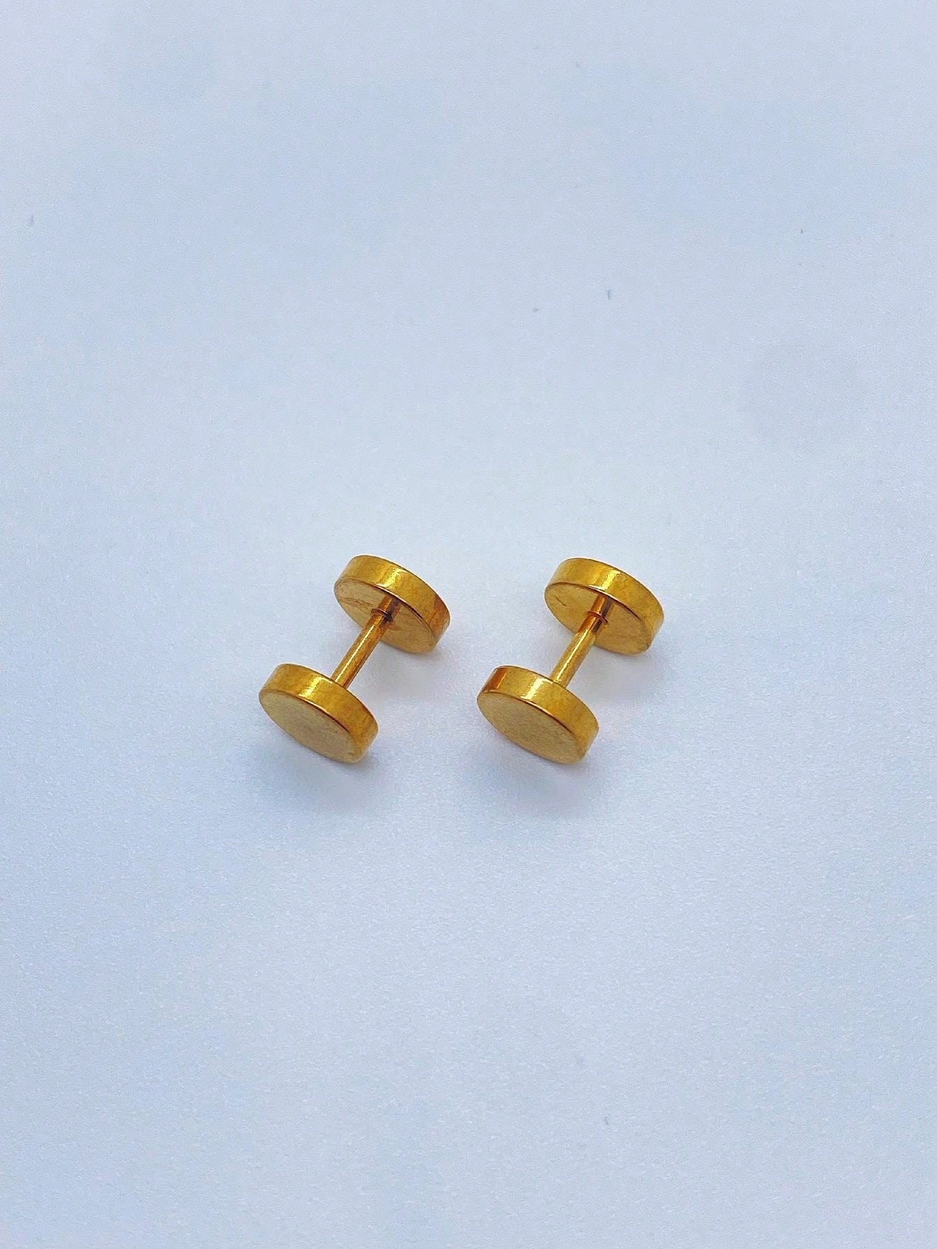 1pair Stylish Stainless Steel Earrings In 3 Colors (Optional)-Yellow Gold-1