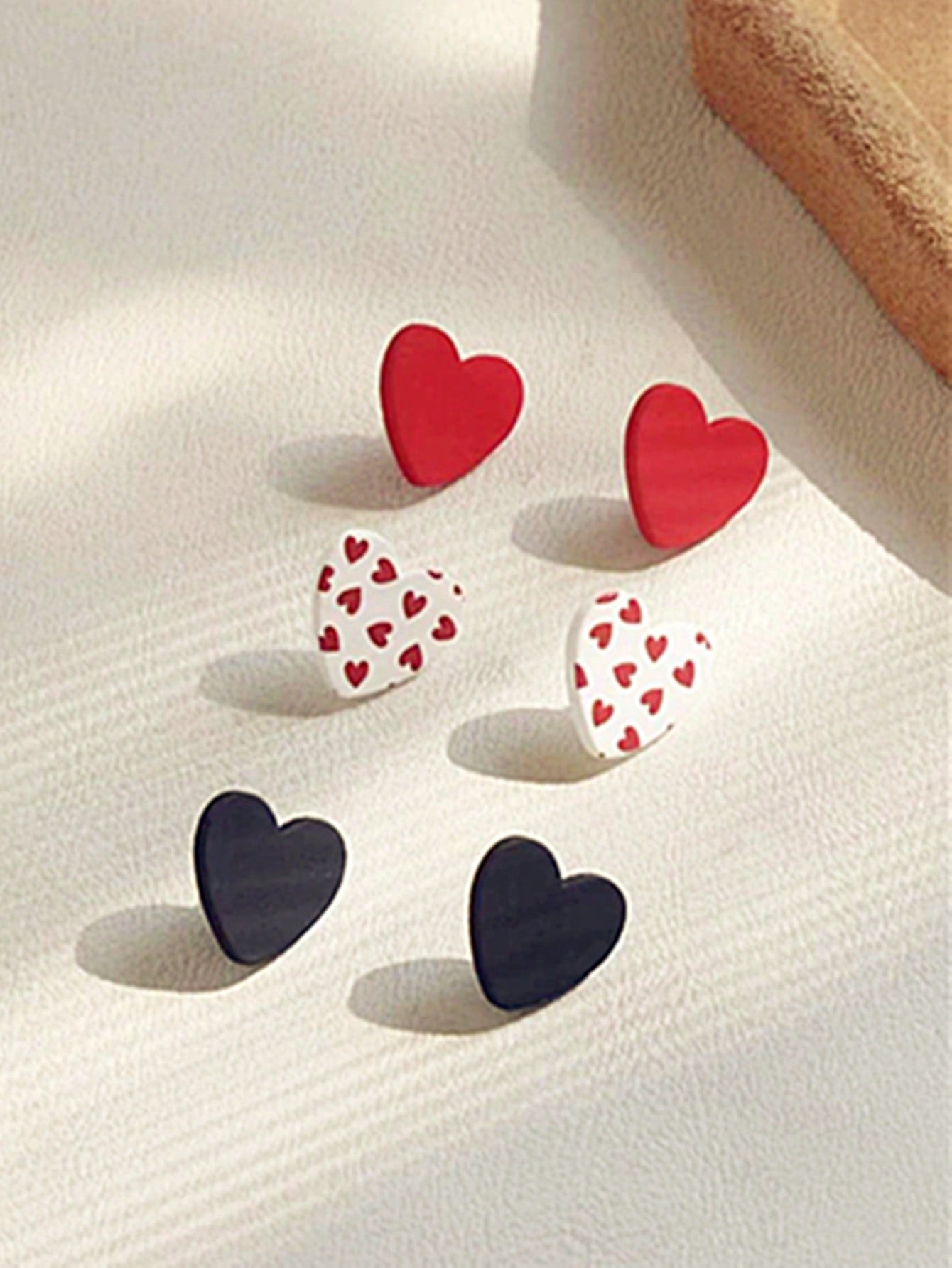 1pair Fashionable Cute Sweet Acrylic Heart Shape Earrings In Multicolors For Festival-Multicolor-1