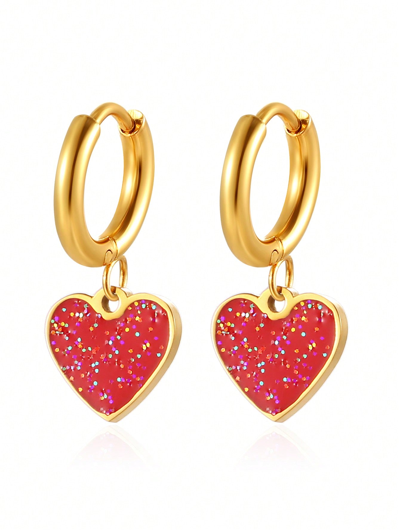 1pair Vintage Premium Light Luxury Style Heart Shaped Unique Design Open Earrings, Ideal New Year Gift For Women & Girlfriend-Red-1