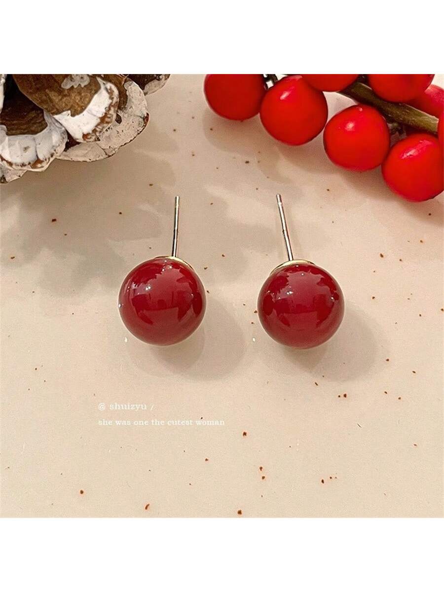 Unique Design Red Pearls Earrings For Women, 2024 New Arrival-Red-1