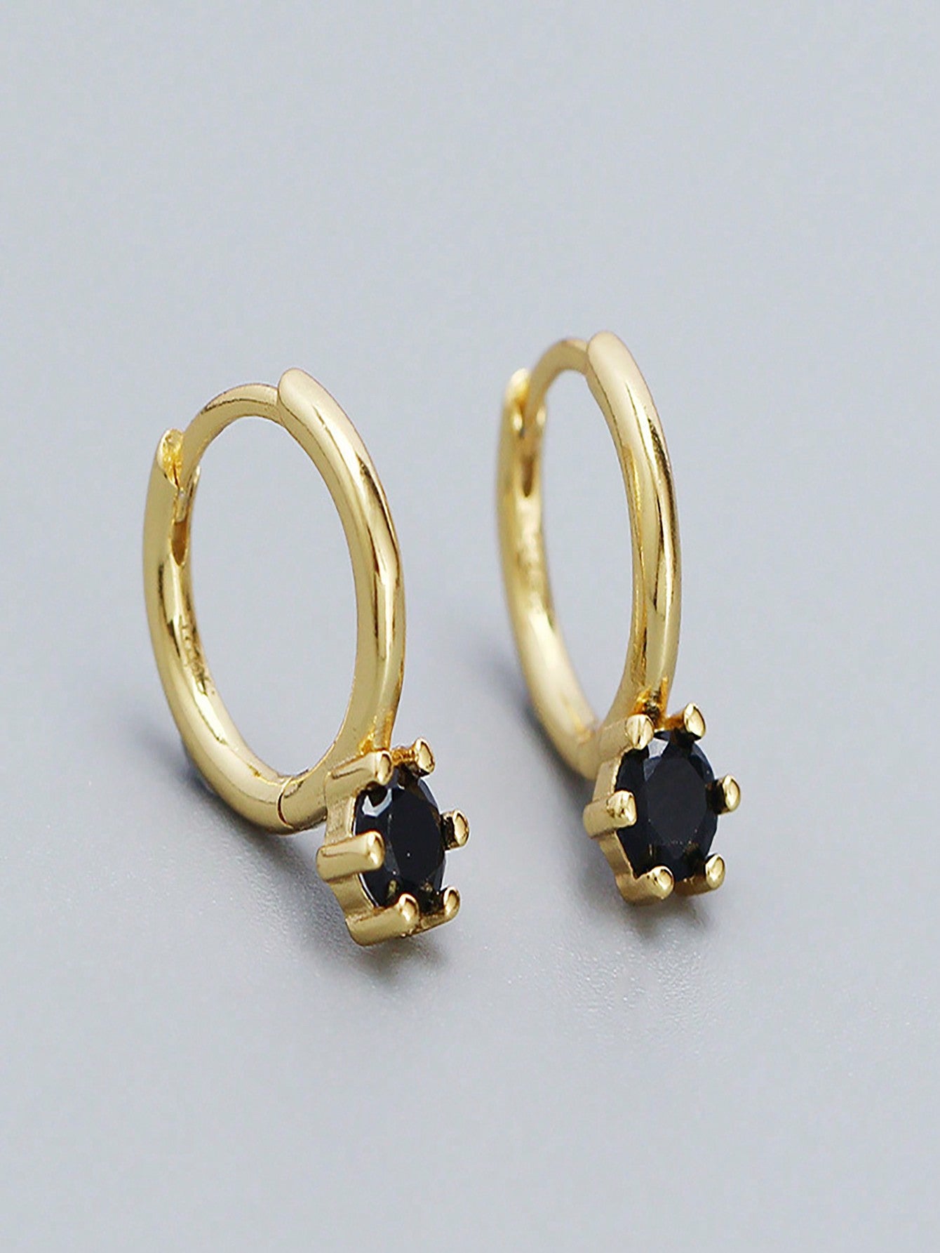 Earrings S925 Sterling Silver Minimalist Design With Single Diamond Accent - Unique And Stylish Jewelry For Women-Gold-1