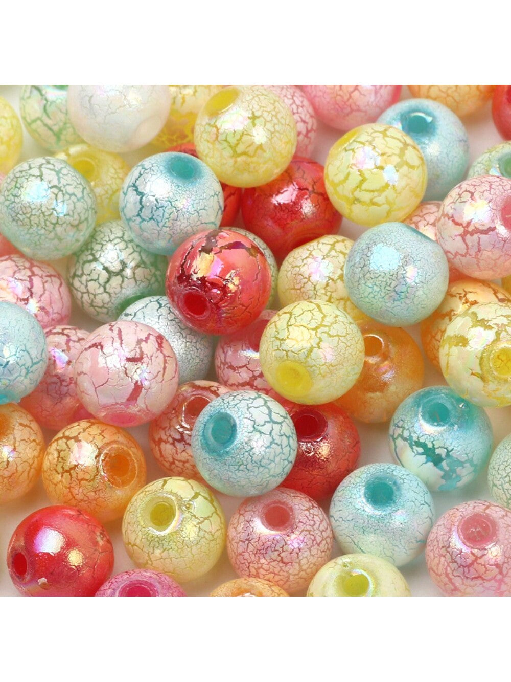 30pcs 10mm Multicolor Frosted Crackle Acrylic Beads Suitable For Diy Bracelet And Necklace Making--1