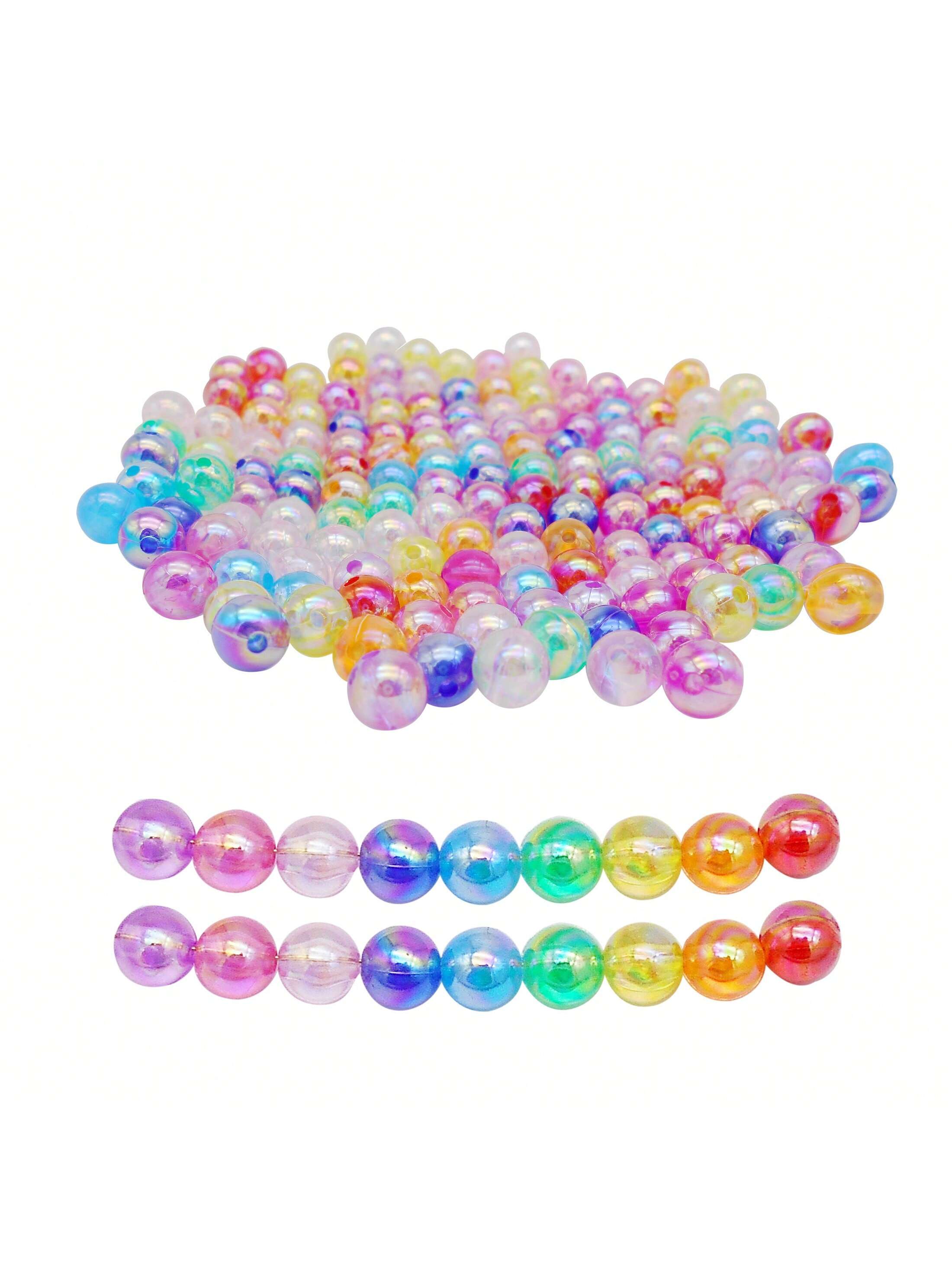 200pcs 8mm Round Plastic Beads Bubble Rainbow Color Jewelry Spacer Beads For Jewelry Necklace Bracelet Earrings Making DIY Craft-Multicolor-1