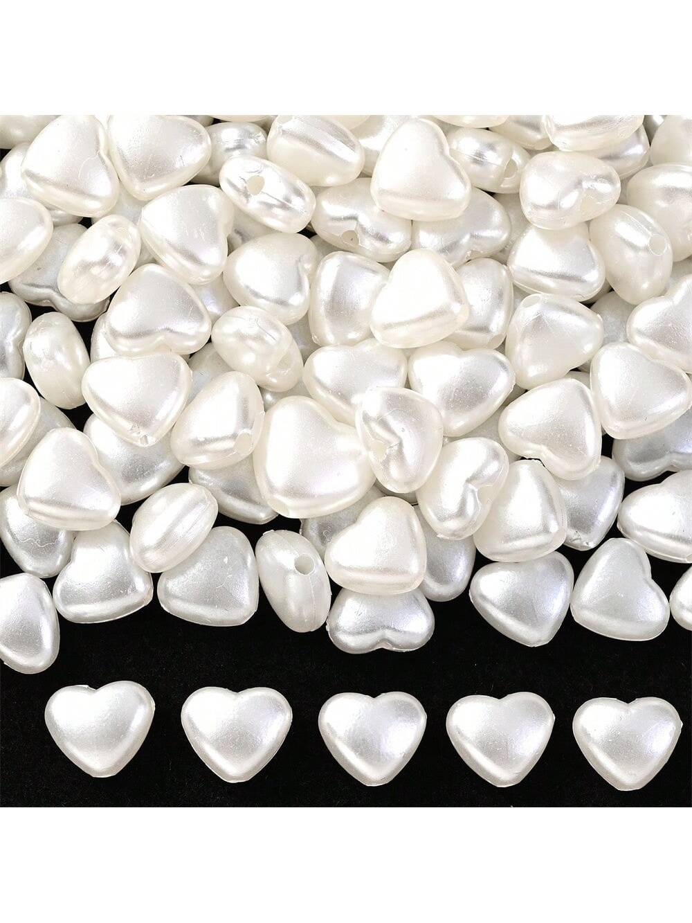 50pcs Love Heart Beads Imitation Pearls Acrylic Beads For Jewelry Making Loose Spacer Beads DIY Necklace Bracelet Accessories--1