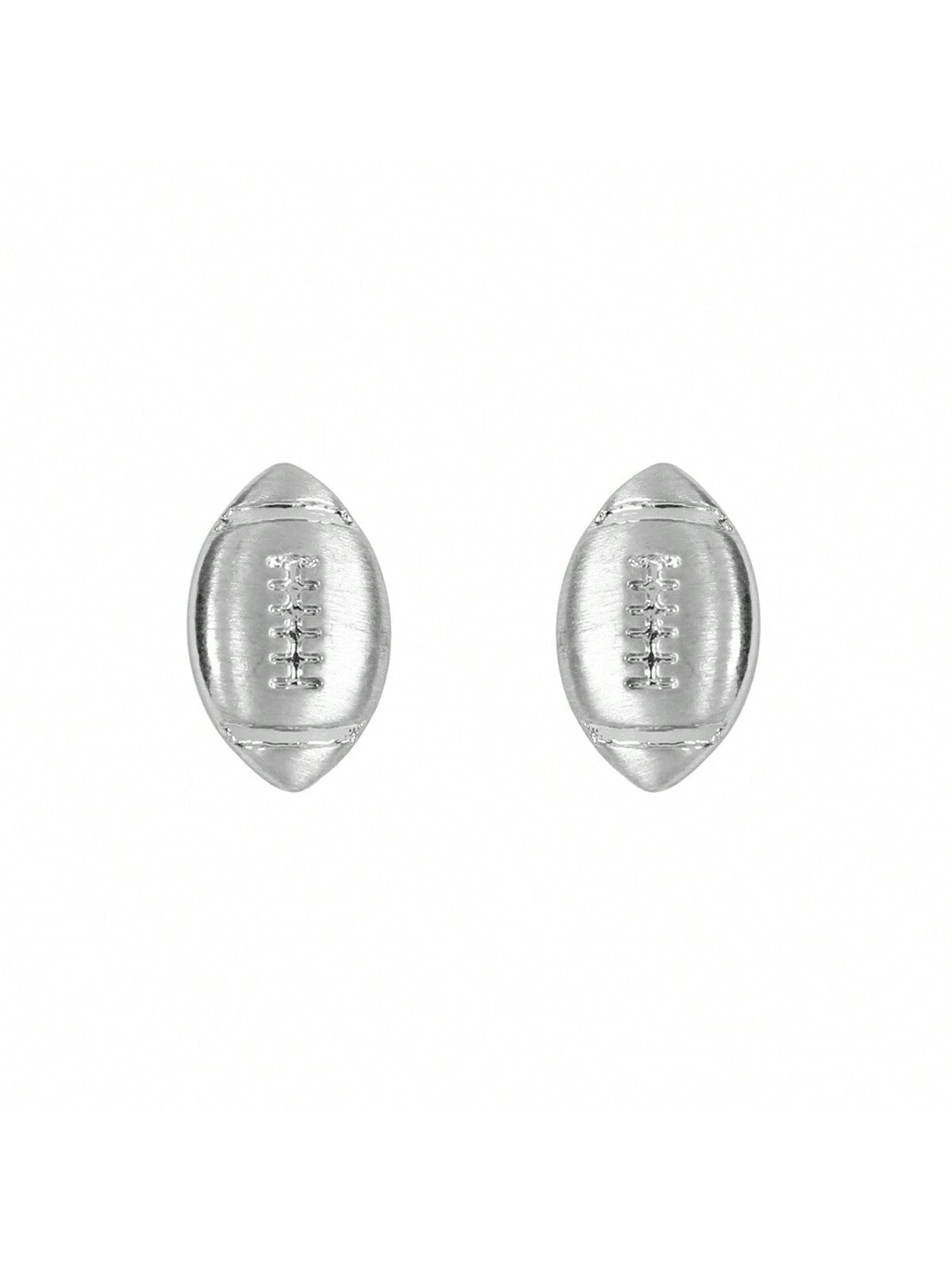 Simple Football Matte Earrings-Silver-1