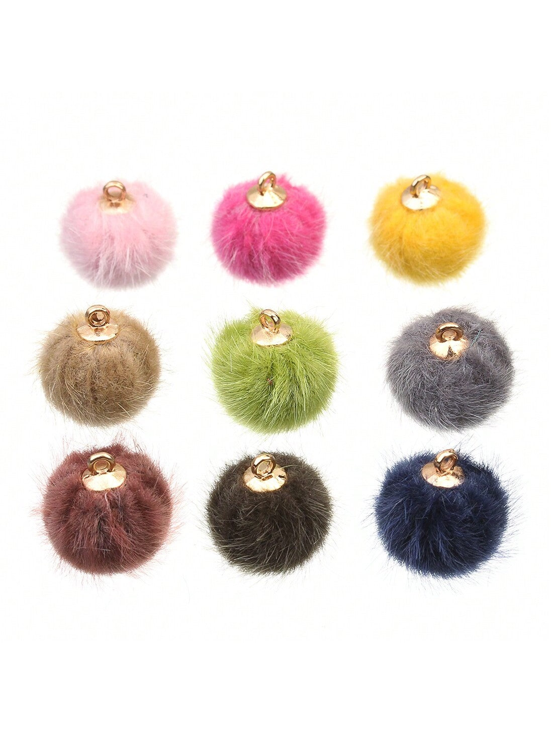 24pcs/Pack Solid Color Faux Mink Fur Ball Beaded Diy Earrings, Autumn & Winter Pendant Earring Accessories--1