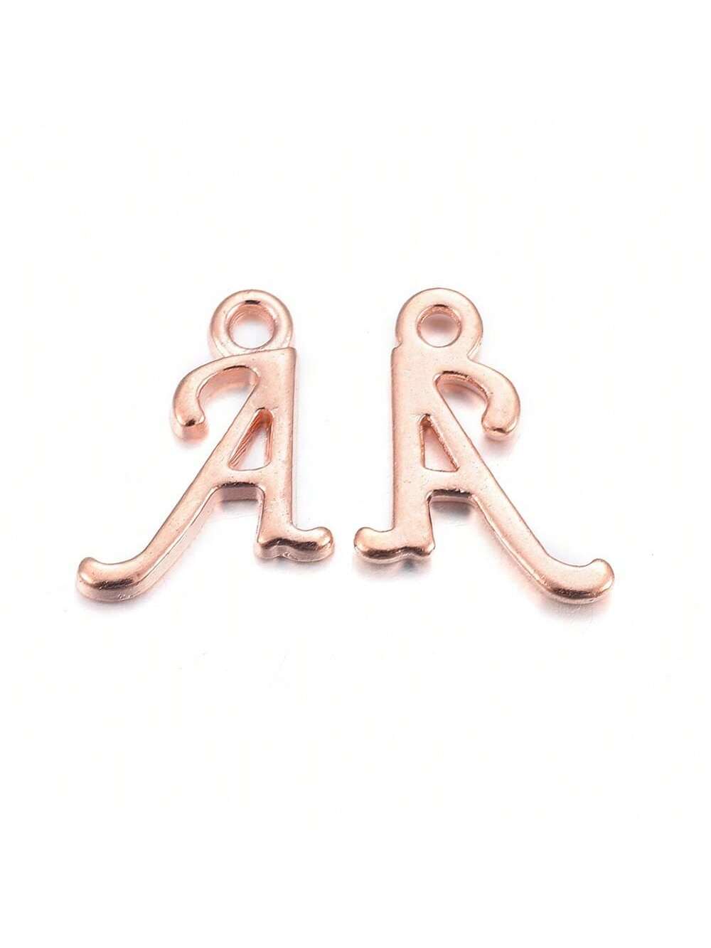 10pcs Rose Golden Alloy Letter Charms For Diy Making Bracelets Necklaces Earrings And Other Jewellery Crafts-Rose Gold-1