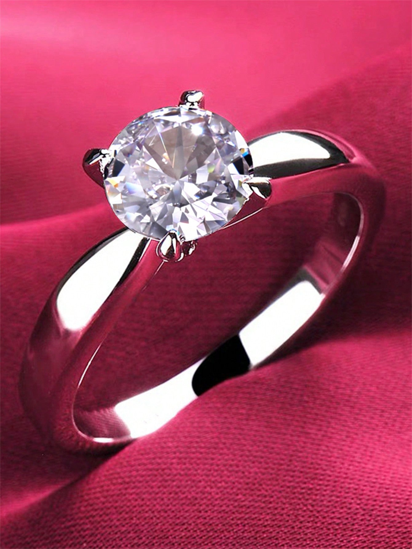 1 PC Glamorous Cubic Zirconia Ring For Women For Wedding Engagement Party Jewelry Valentine's Day Gift--1