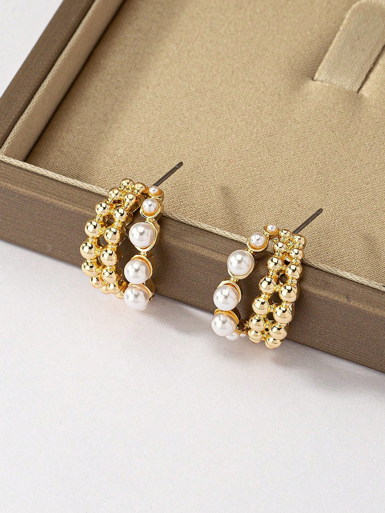 1pc Korean Style Popular Pearl Elegant Lady Earring For Women-Gold-1