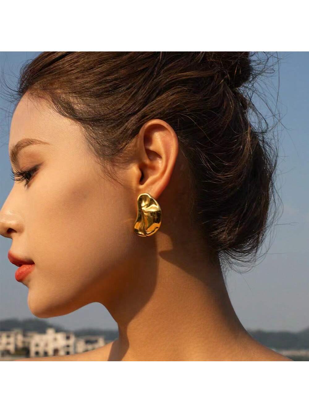 High-End, Fashionable And Versatile Cashew Nut Earrings-Yellow Gold-1