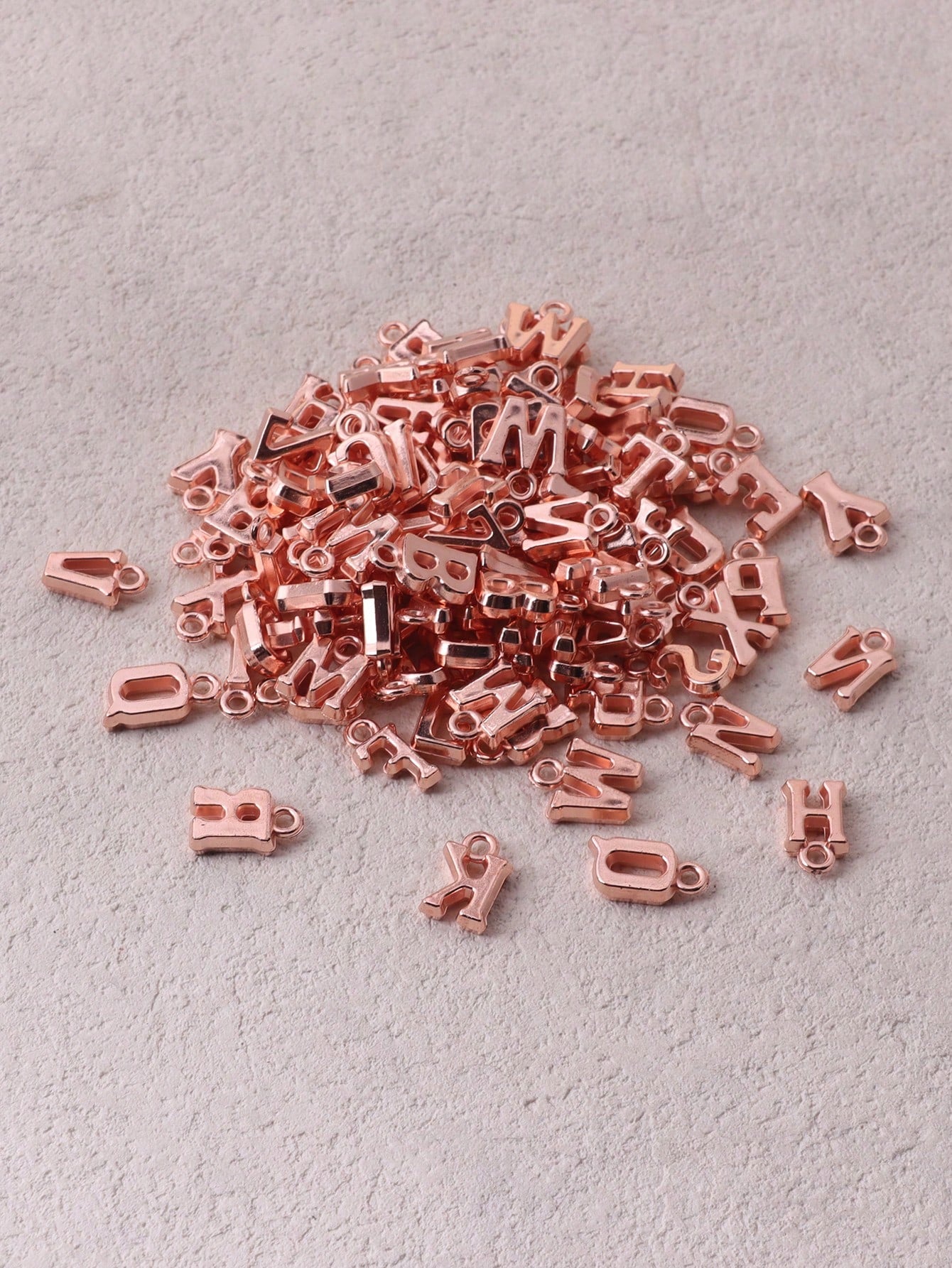 100pcs Fashionable 3d Letter Shaped Abs & Electroplated Ccb Pendant For Diy Beaded Jewelry Making-Rose Gold-1