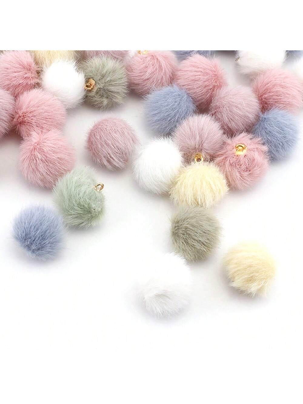 20pcs 1.6cm Faux Rabbit Fur Pom Poms For Diy Necklaces, Earrings, Hair Accessories, Cell Phone Chains, Plush Ornaments And Crafts (Random 19 Colors)--1