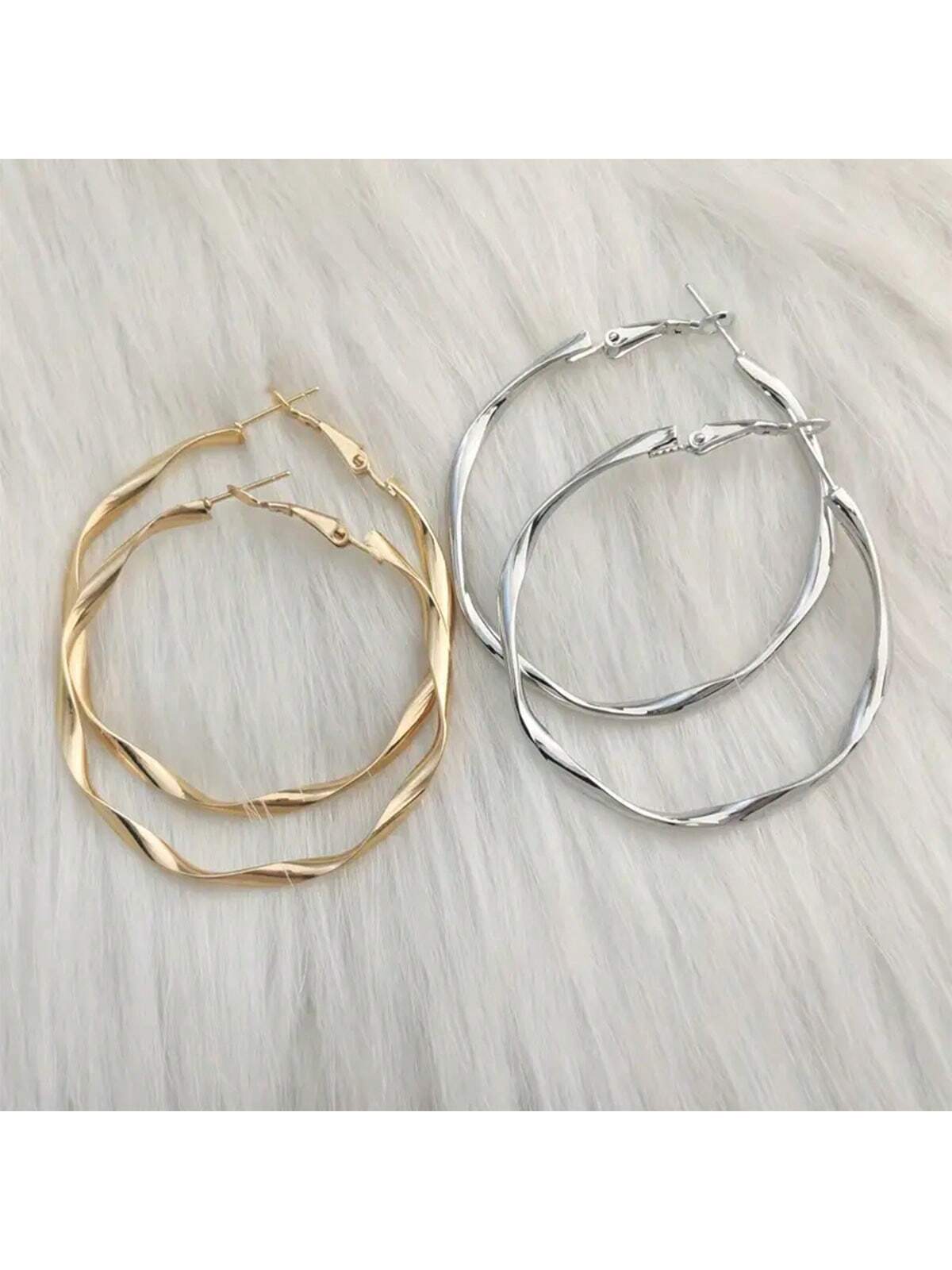 1pair Fashionable And Creative Bohemian Style Hoop Earrings With Unique Design, Suitable For Women's Everyday Wear--1