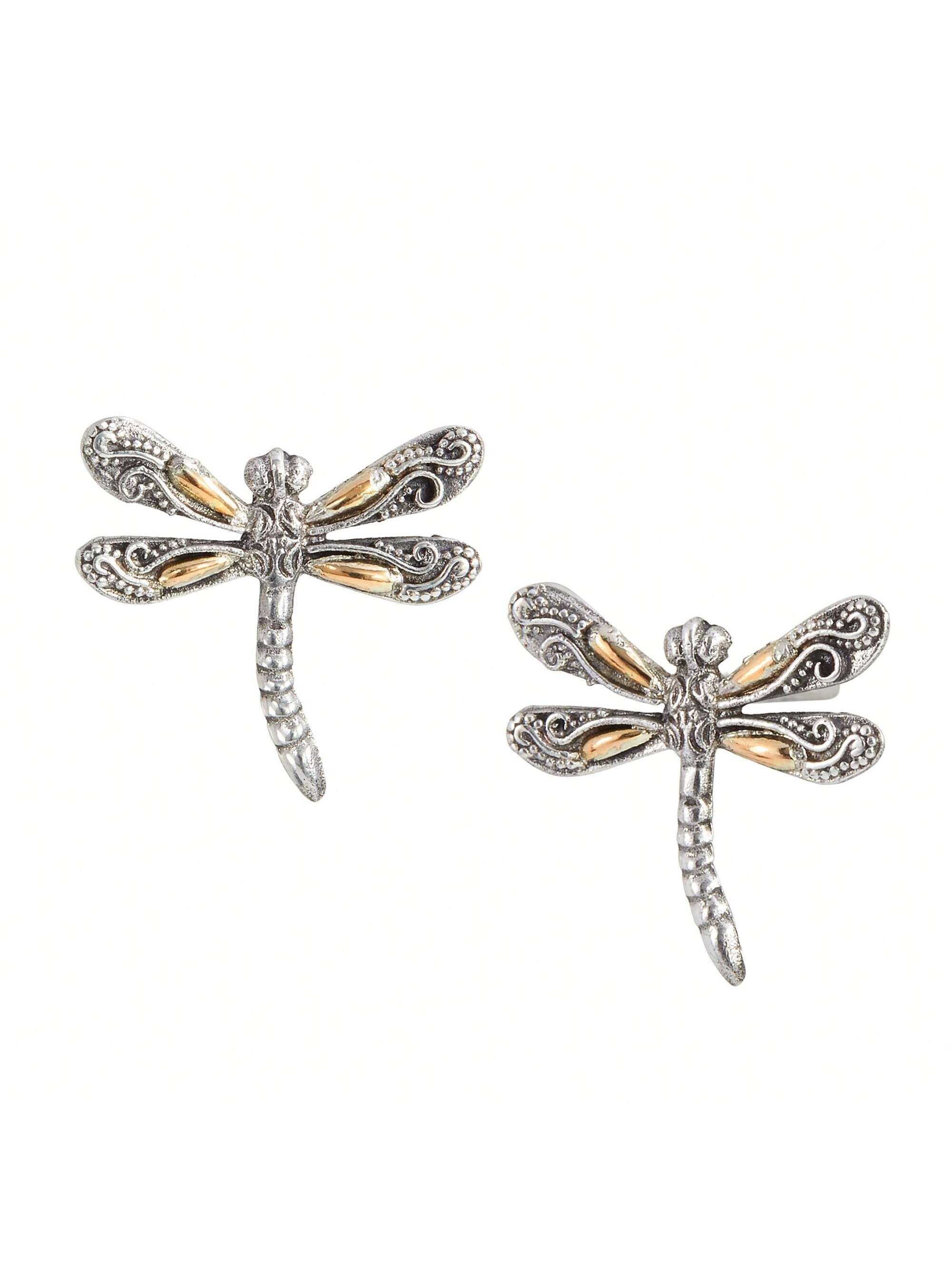 Savvy Cie Jewels SAVVY CIE JEWELS 18K Gold &Silver Dragonfly-White-1