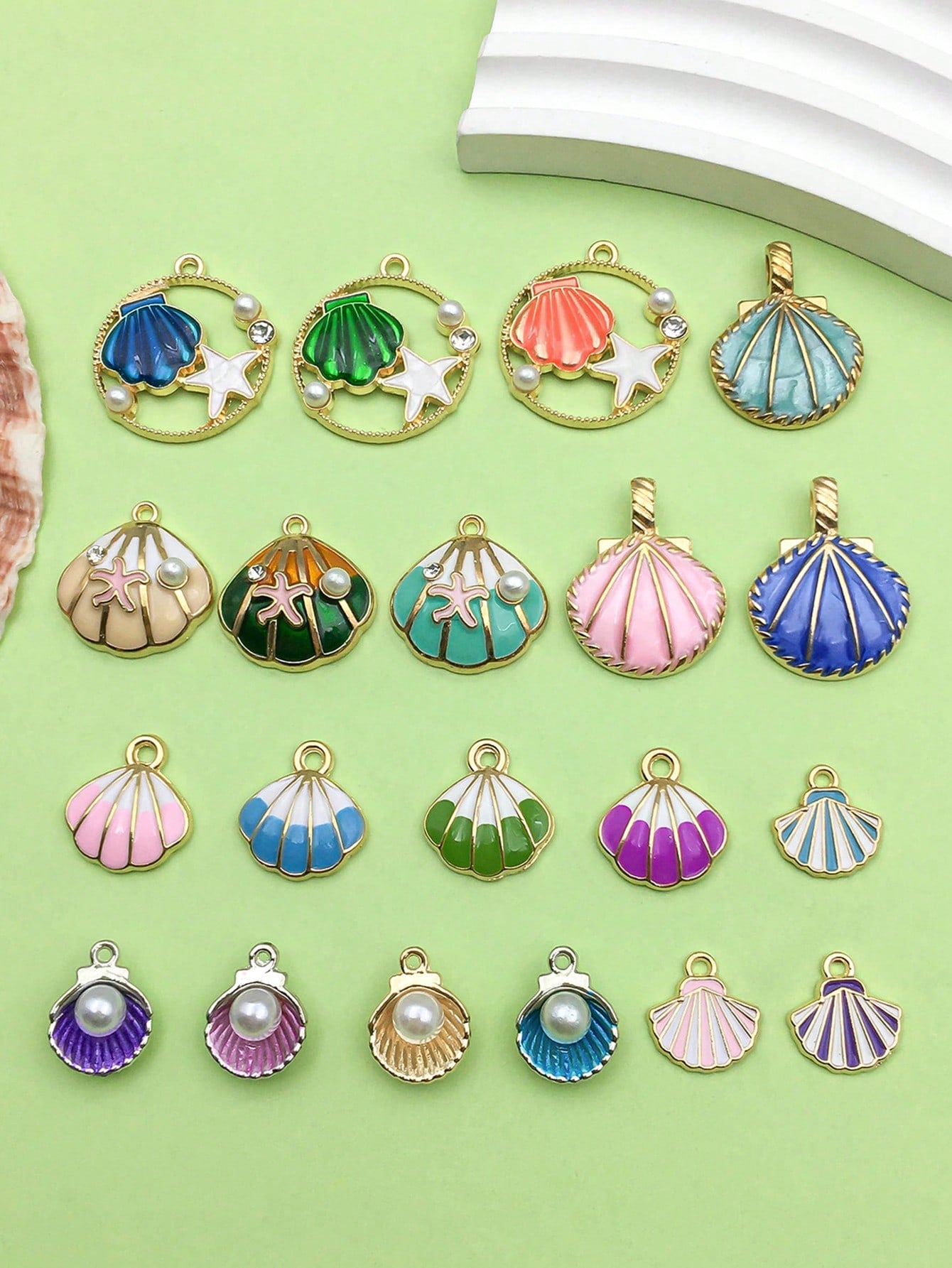 20pcs Random Mix Enamel Alloy Shell Charm Pendant For DIY Bracelet Necklace Earrings Jewelry Making Accessories Jewelry Supplies-Multicolor-1