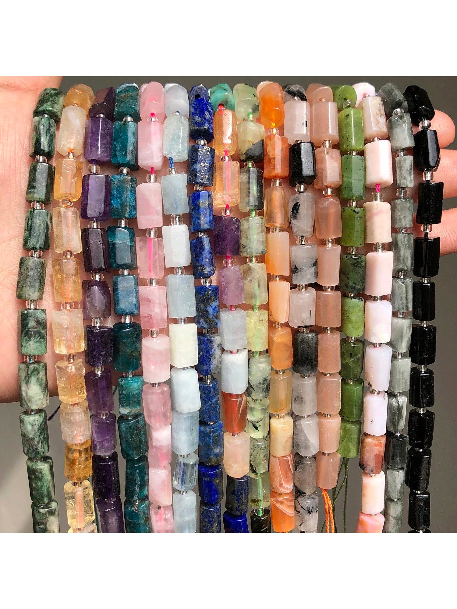 Natural Stone Emeralds Agate Apatite Stone Beads Cylinder Shape Gem Stone Fashion Loose Spacer Beads For Jewelry Making DIY Charms Bracelet Necklace For Men Gifts Women Gifts--1